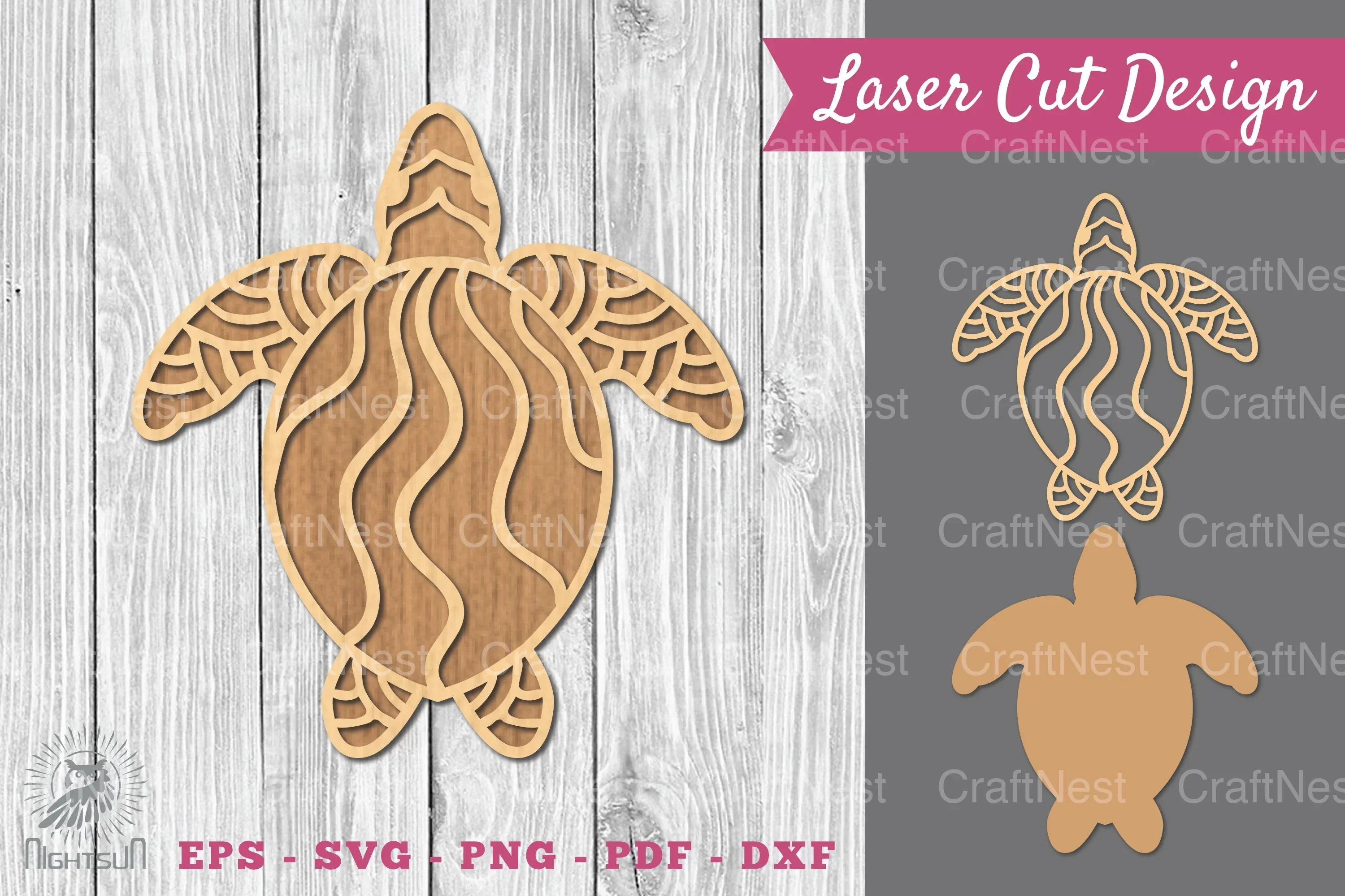Turtle Mandala Laser Cut Decoration Clipart Bundle