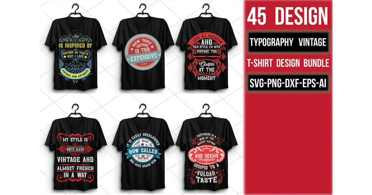 Typography Vintage T Shirt Bundle - Image 3