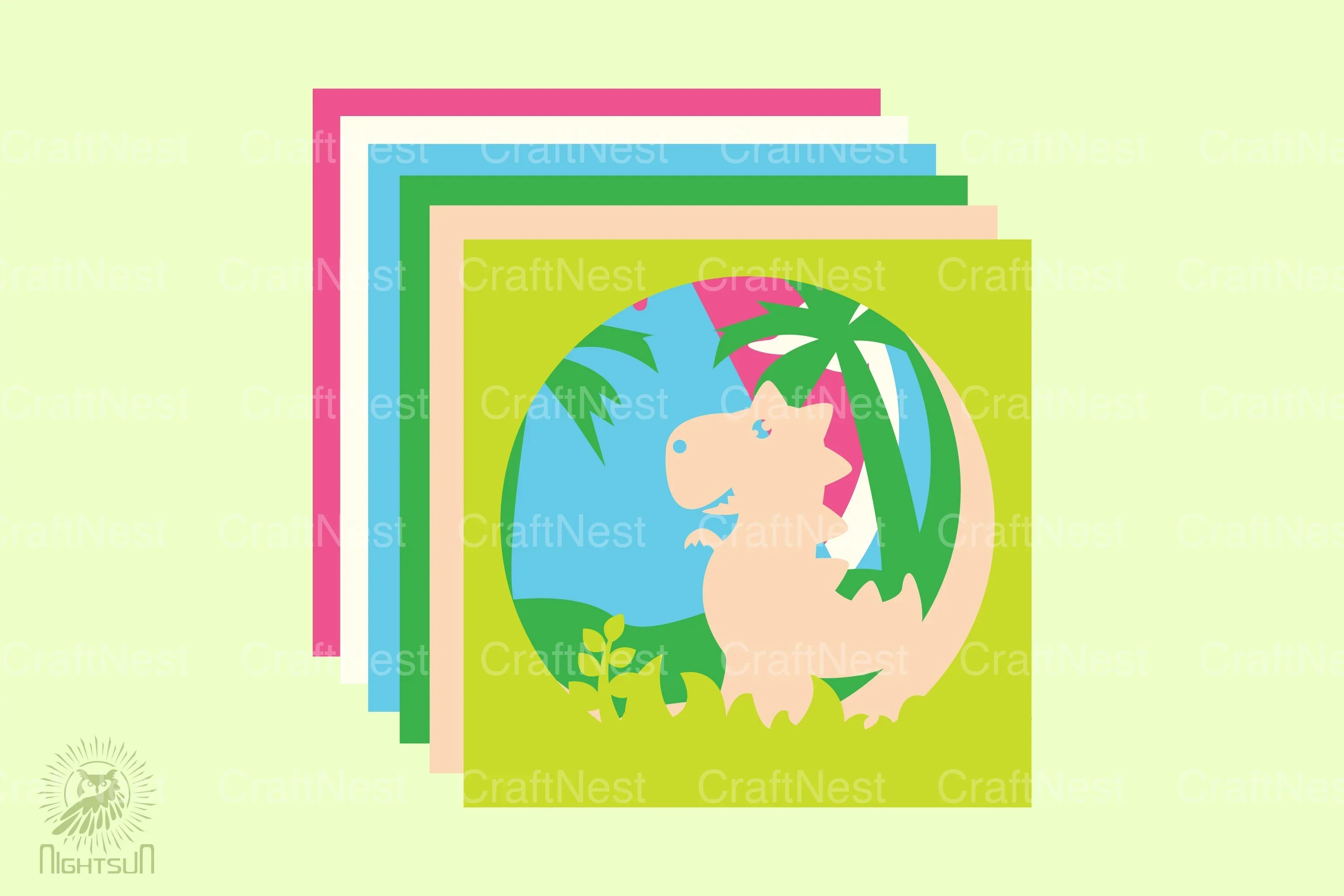 Tyrannosaurus 3D Layered Papercut Clipart Bundle - Image 2