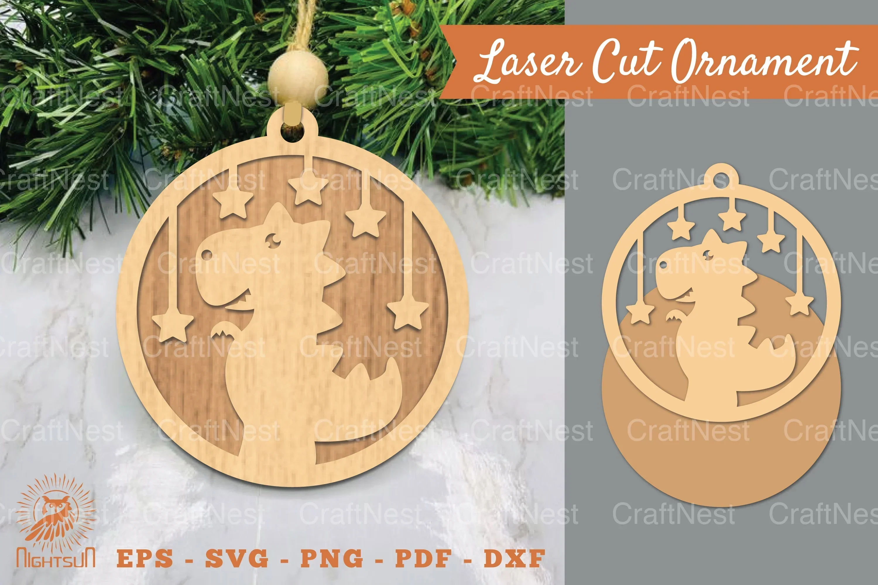 Tyrannosaurus Rex Laser Cut Ornament Clipart Bundle