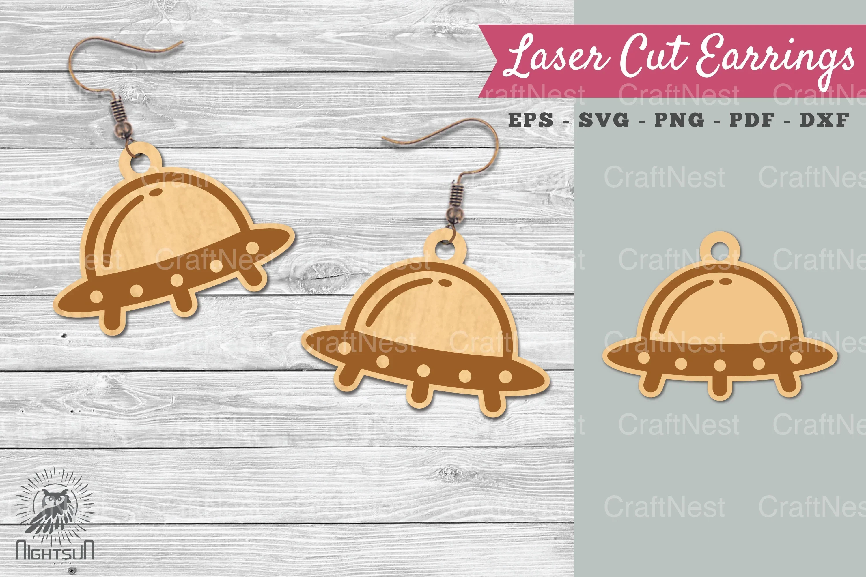 UFO Laser Cut Earrings SVG Bundle