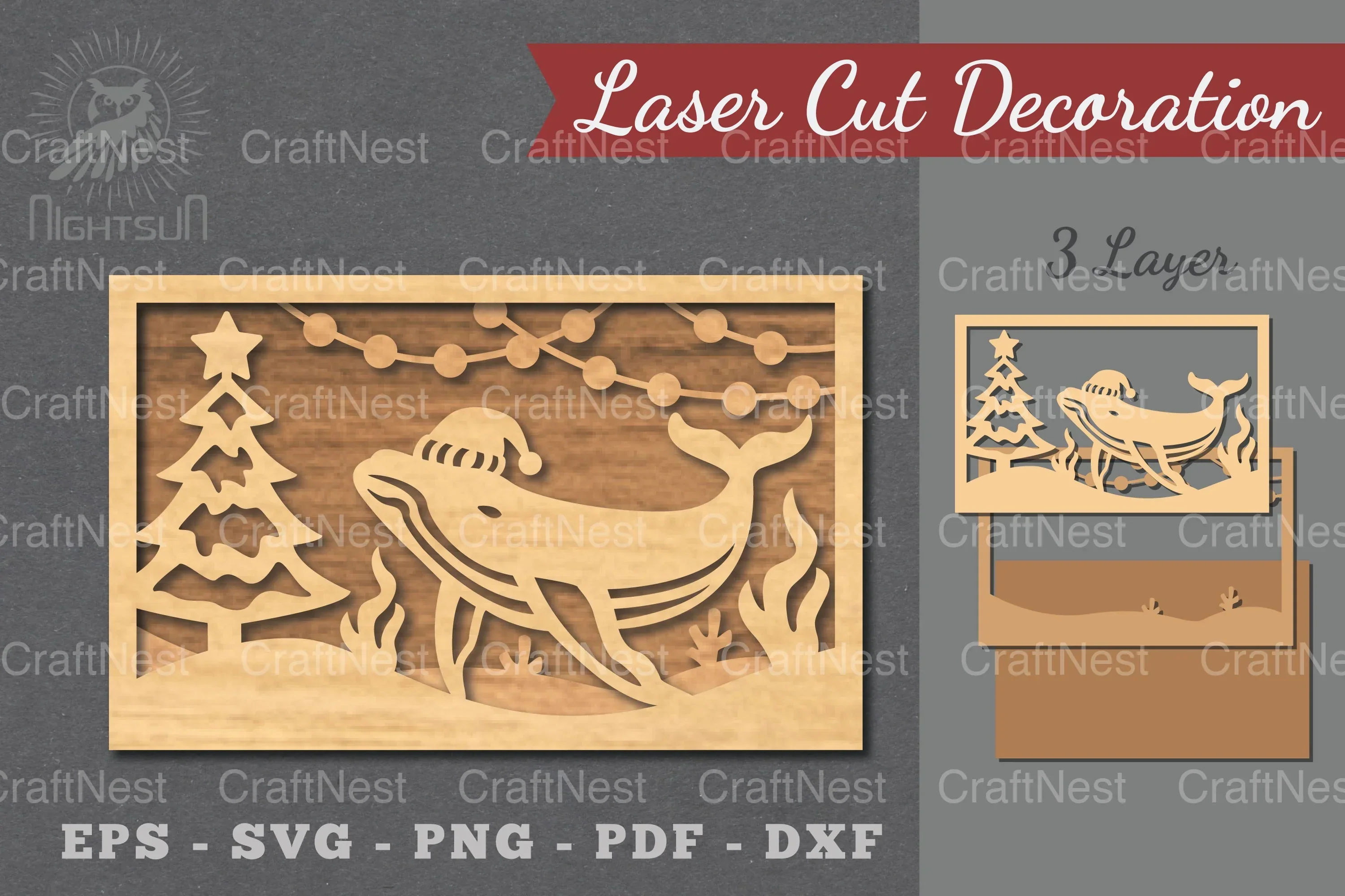 Underwater Christmas Scene Laser Cut Decoration Clipart Bundle