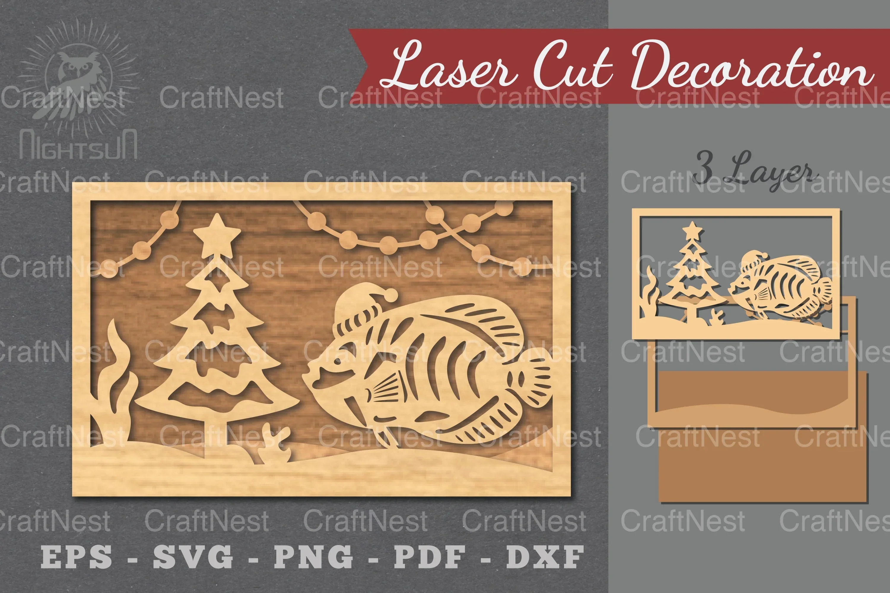 Underwater Christmas Scene Laser Cut Decoration Clipart Bundle