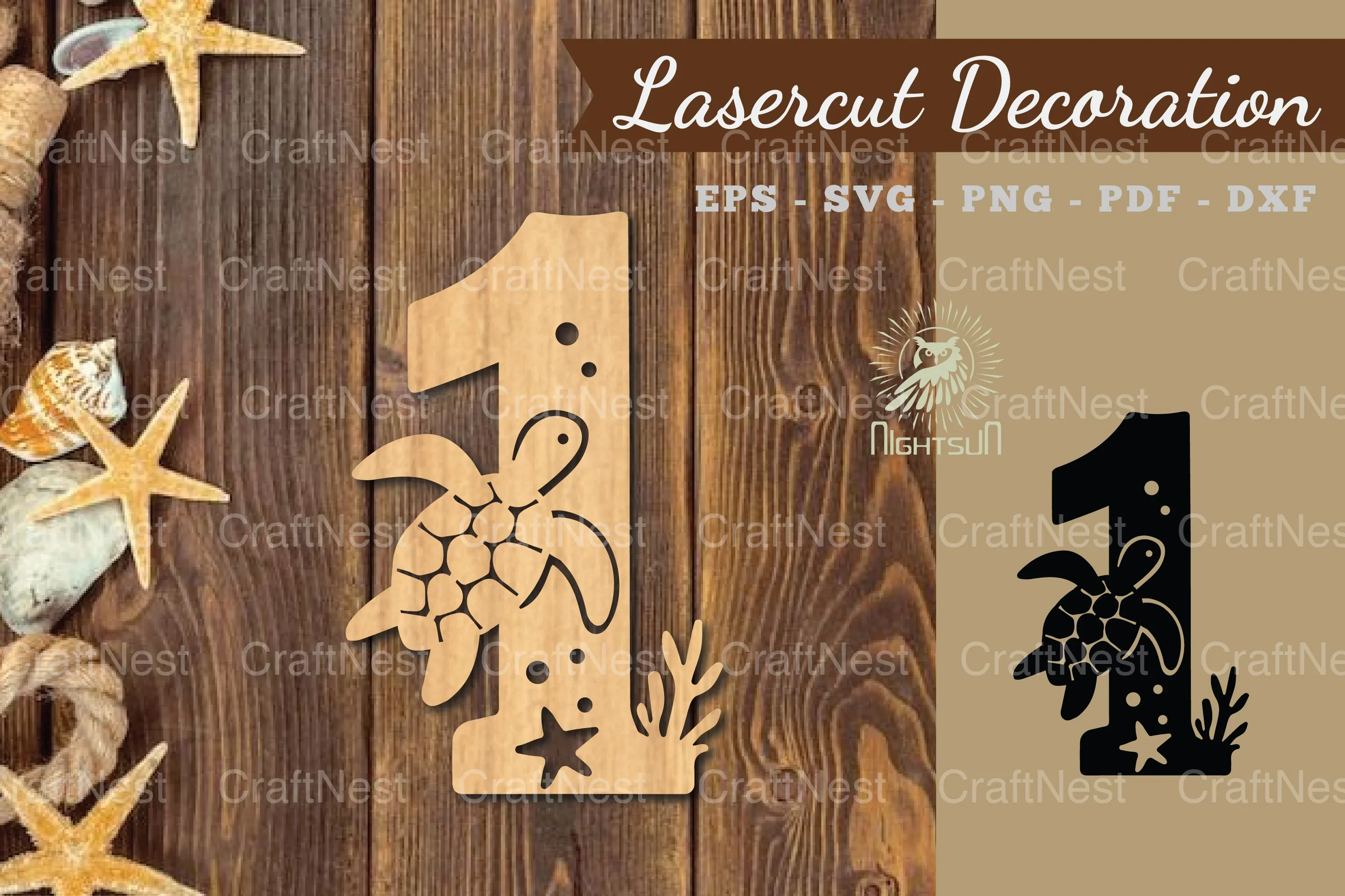Underwater Number One Lasercut Decoration Clipart Bundle