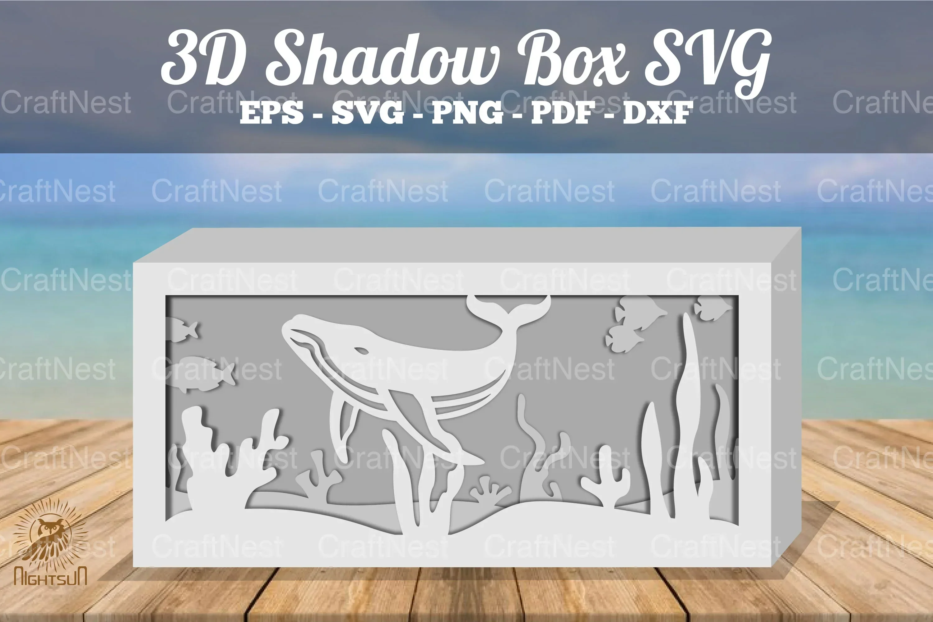 Underwater Scene 3D Shadow Box Template Bundle