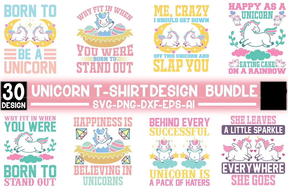 Unicorn T-Shirt Design SVG Bundle
