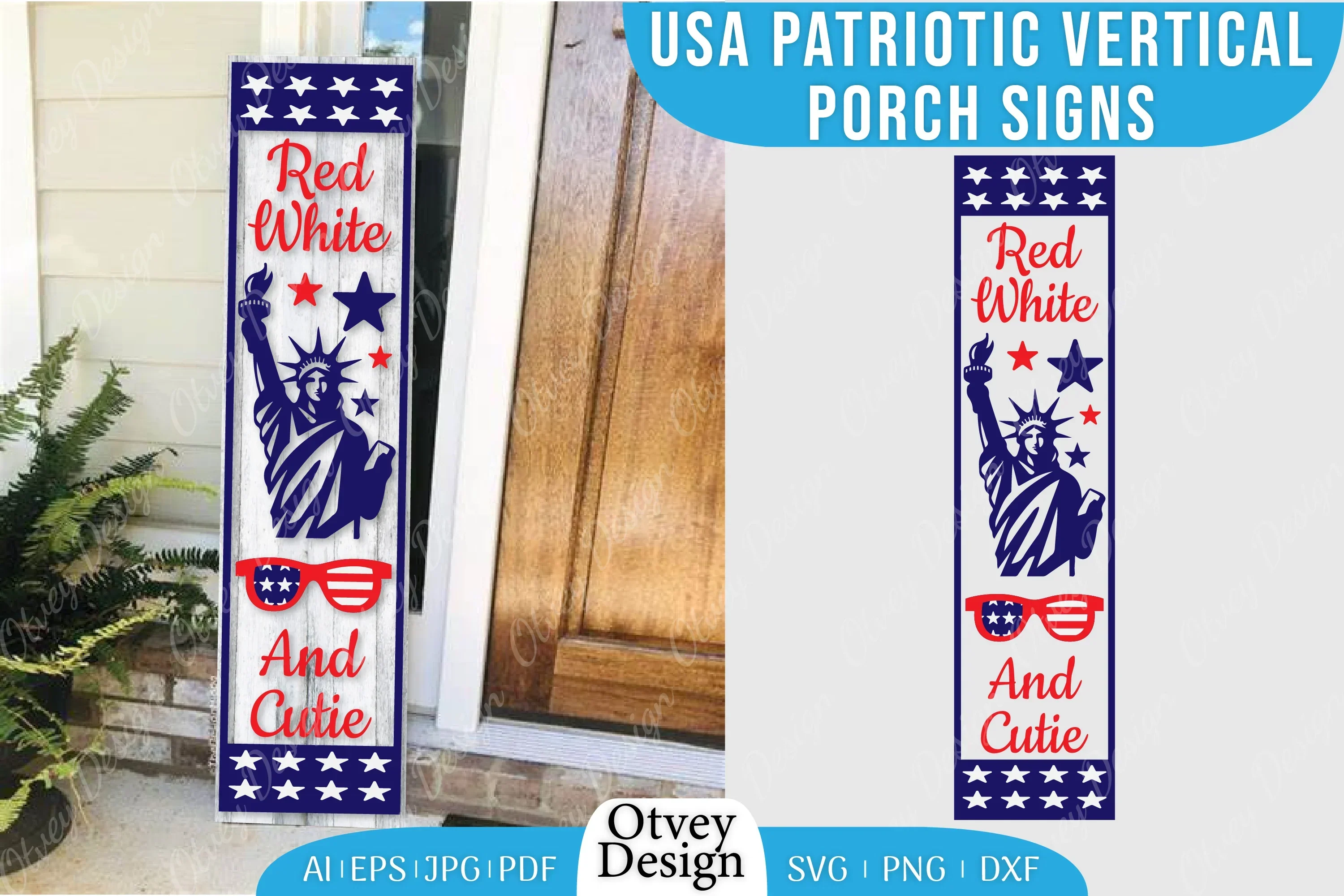 USA Patriotic Vertical Porch Signs SVG Bundle