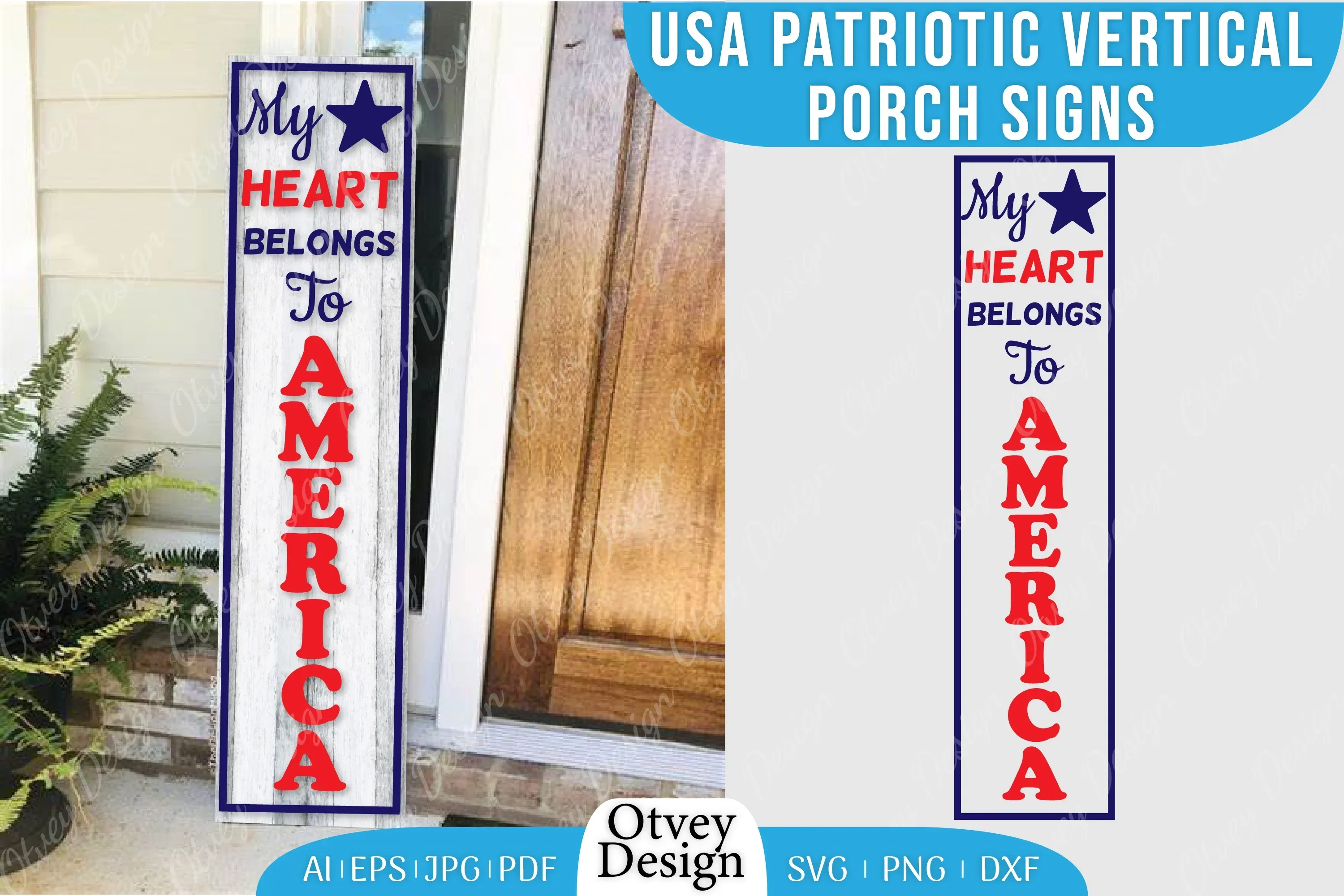 USA Patriotic Vertical Porch Signs SVG Bundle