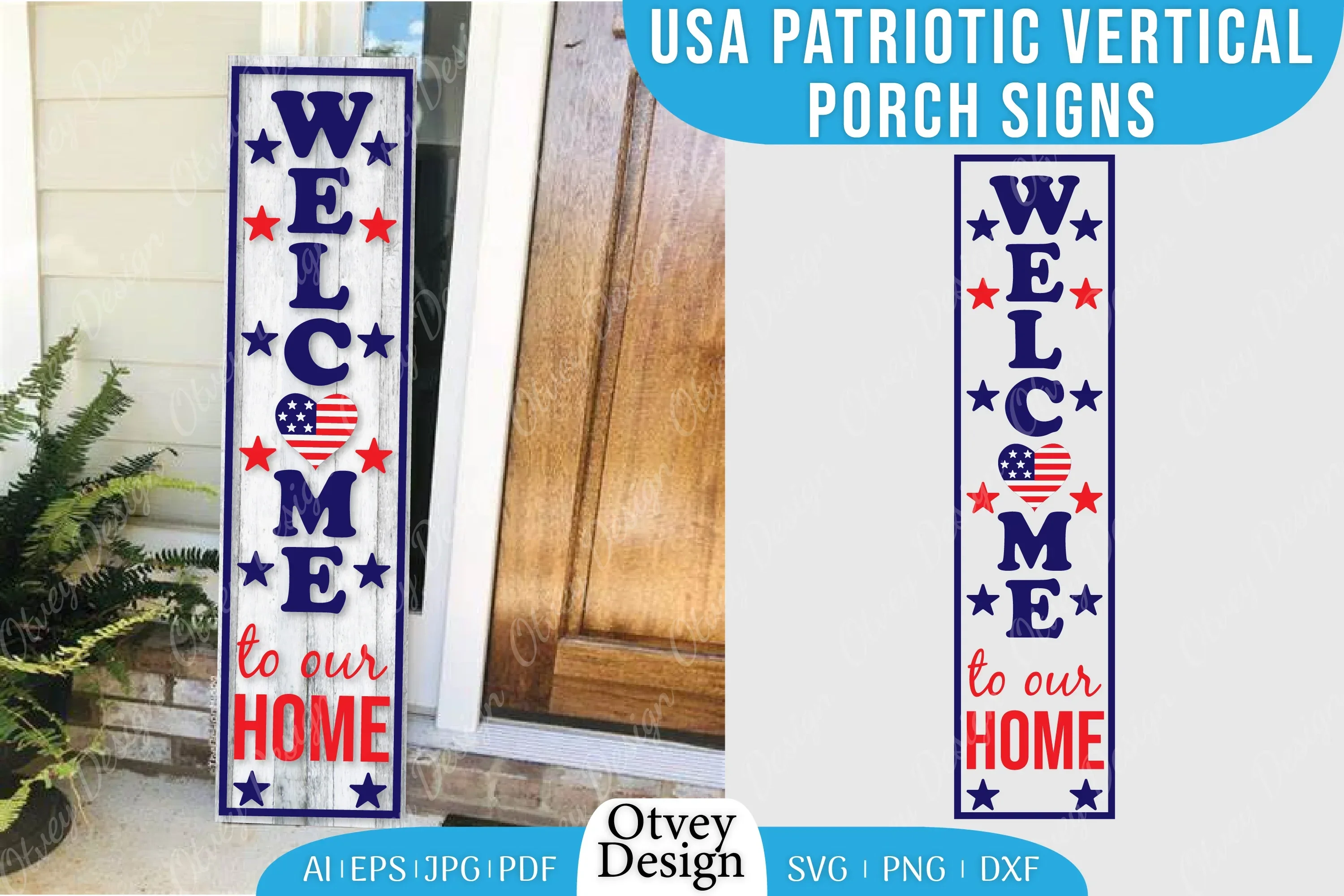 USA Patriotic Vertical Porch Signs SVG Bundle