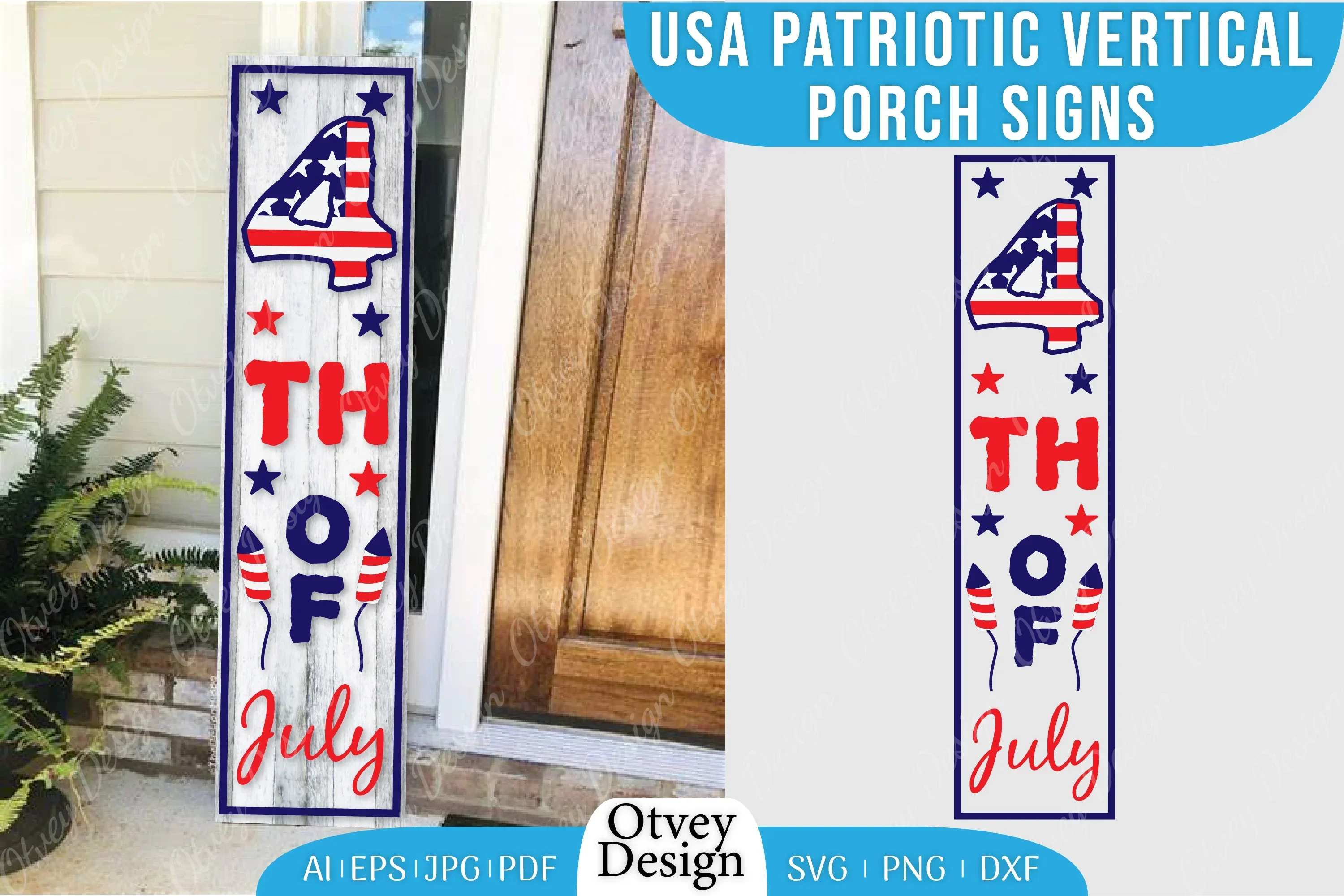 USA Patriotic Vertical Porch Signs SVG Bundle