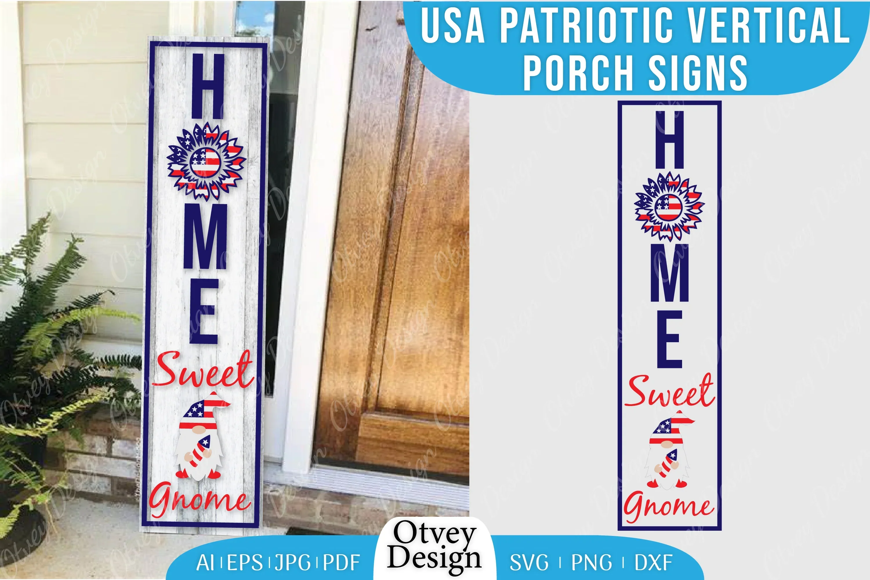 USA Patriotic Vertical Porch Signs SVG Bundle