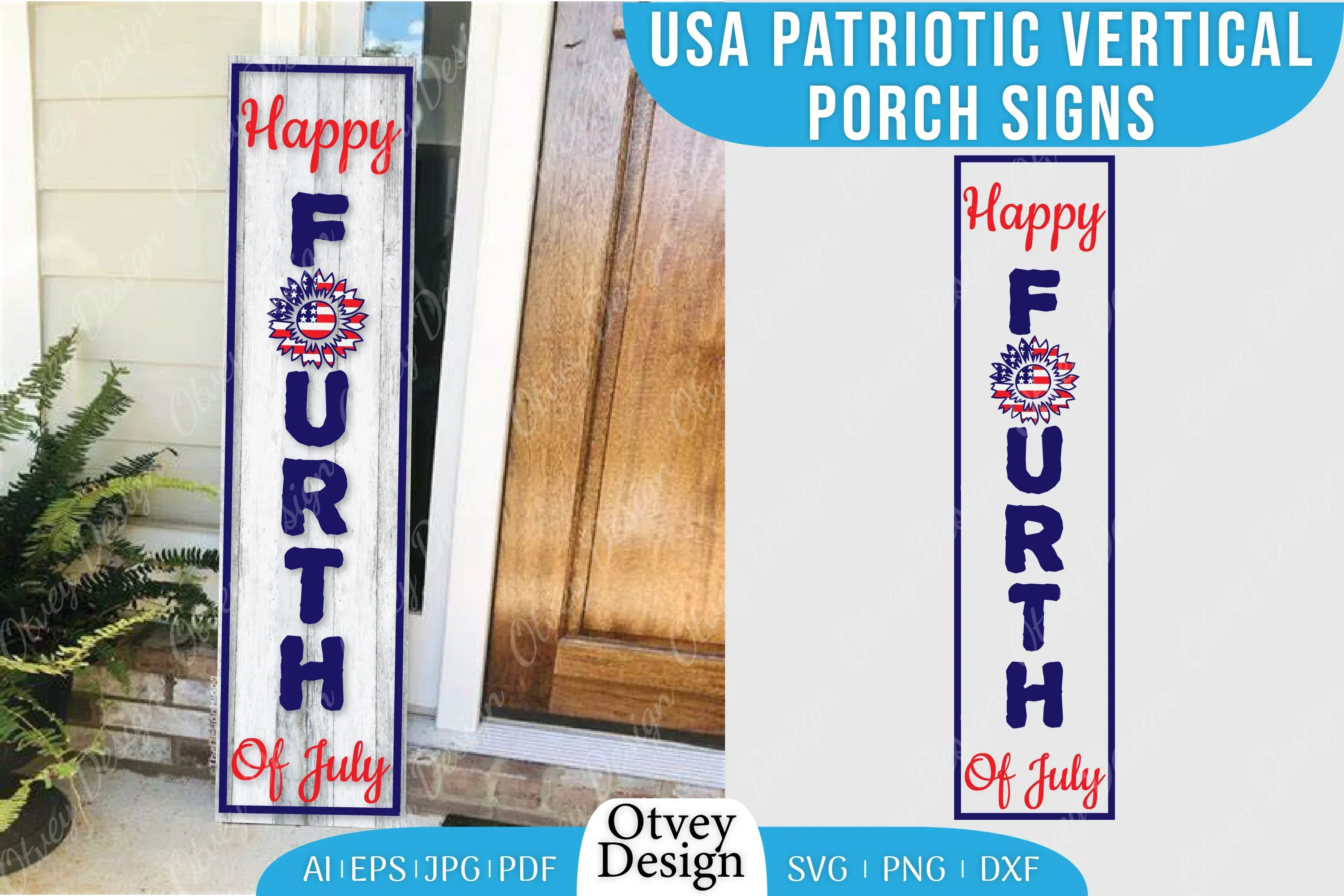 USA Patriotic Vertical Porch Signs SVG Bundle