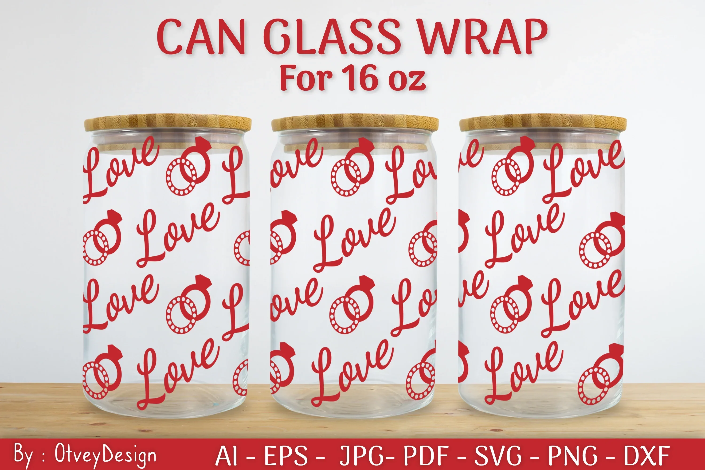 Valentine Can Glass 16 OZ SVG Bundle - Image 2