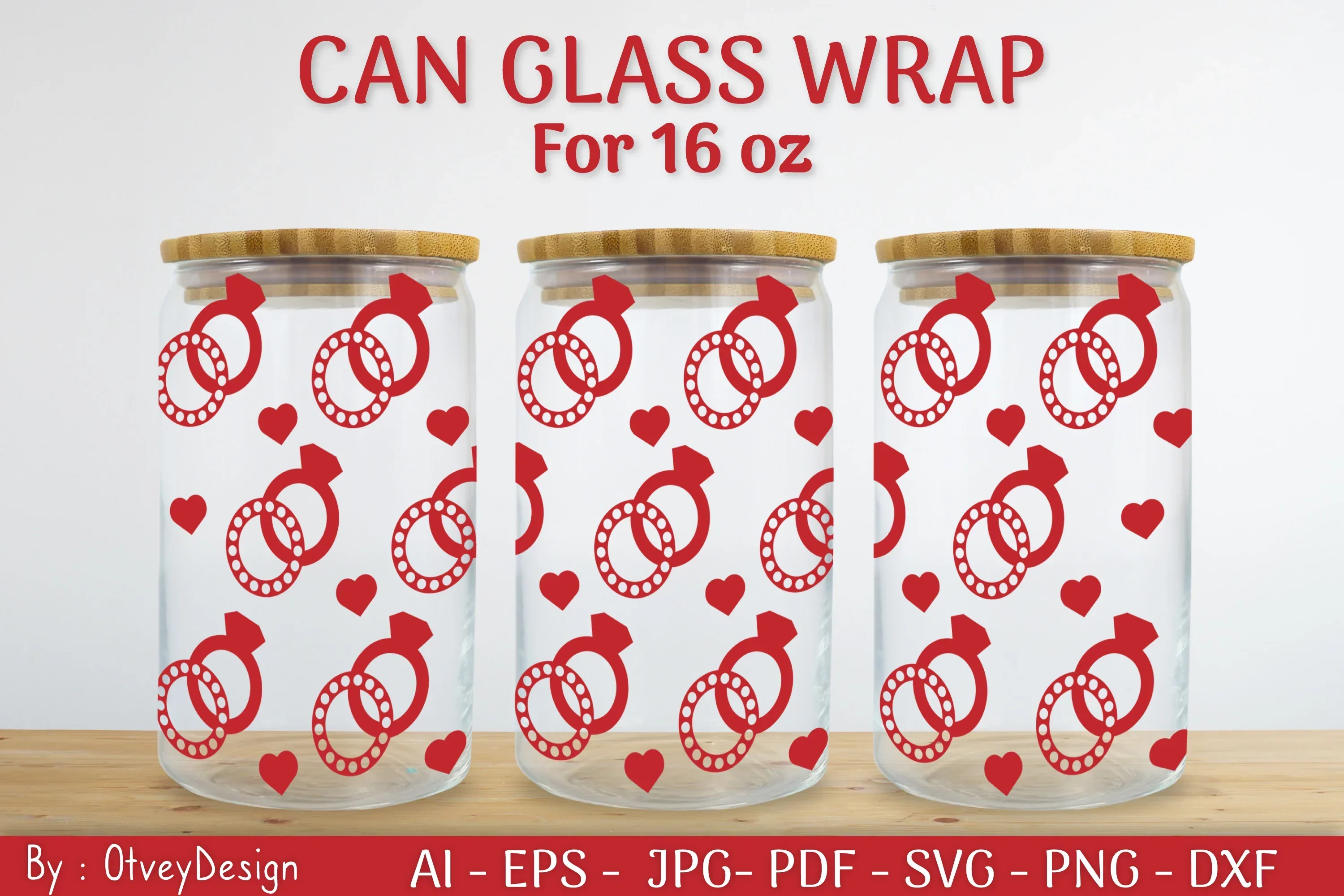 Valentine Can Glass 16 OZ SVG Bundle - Image 2