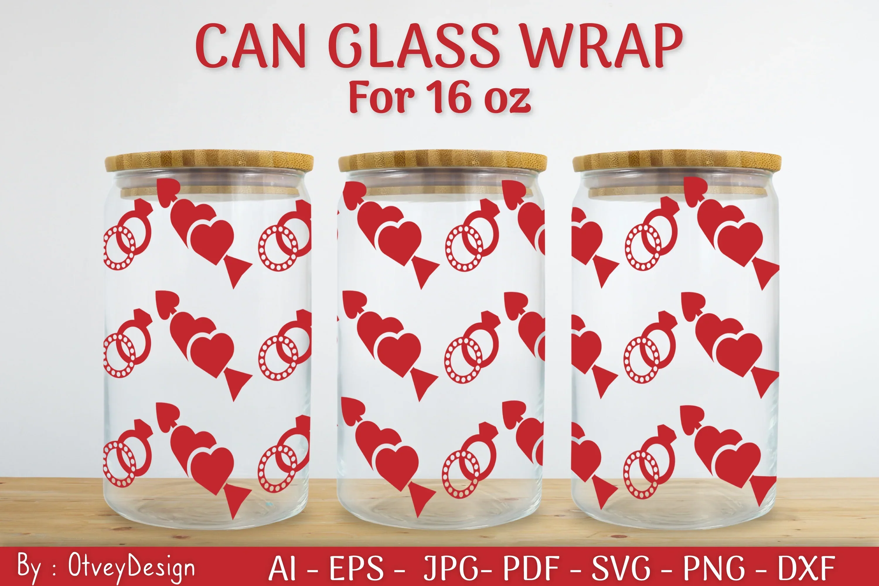 Valentine Can Glass 16 OZ SVG Bundle - Image 2