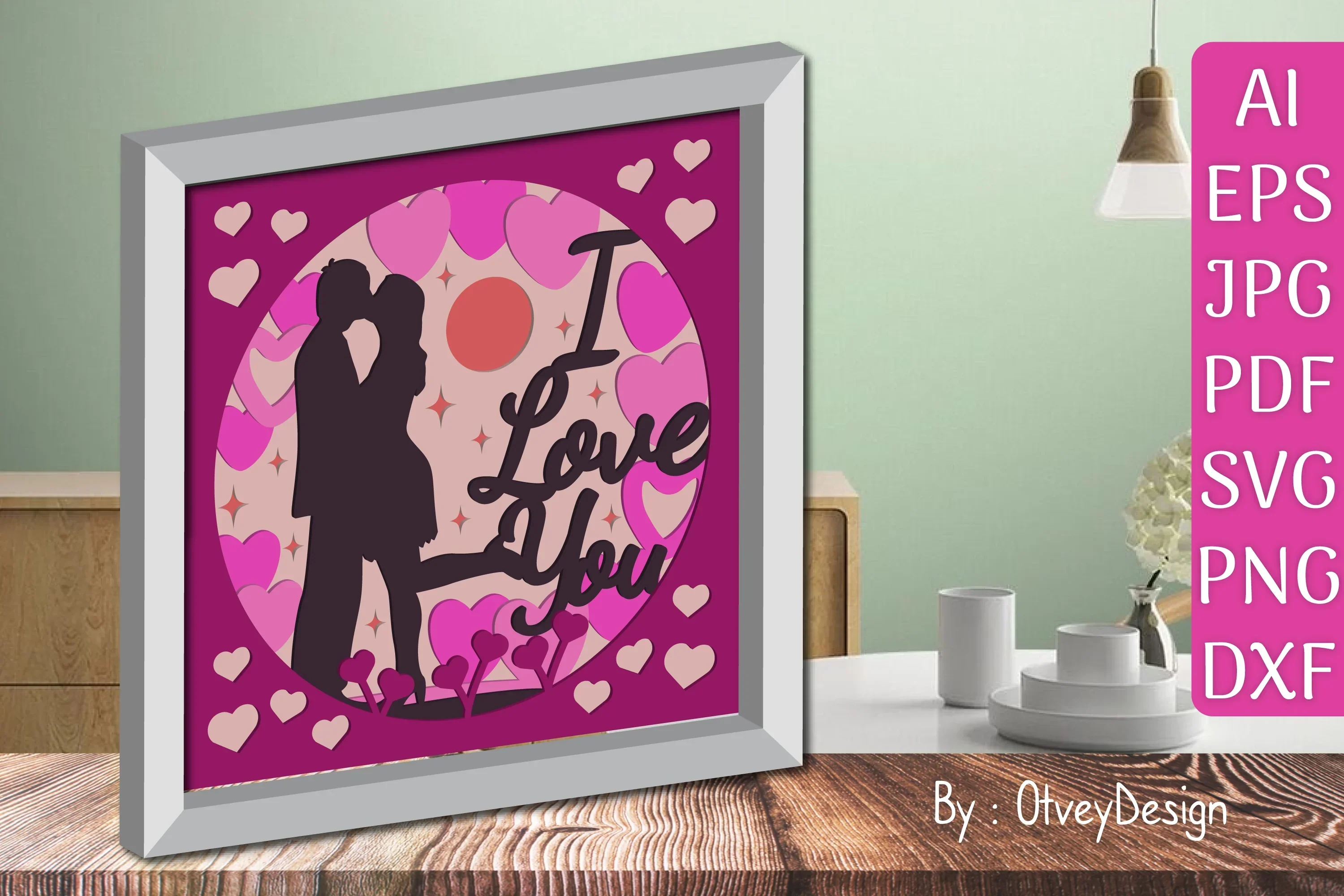 Valentine Gnome Shadow Box SVG Bundle - Image 2