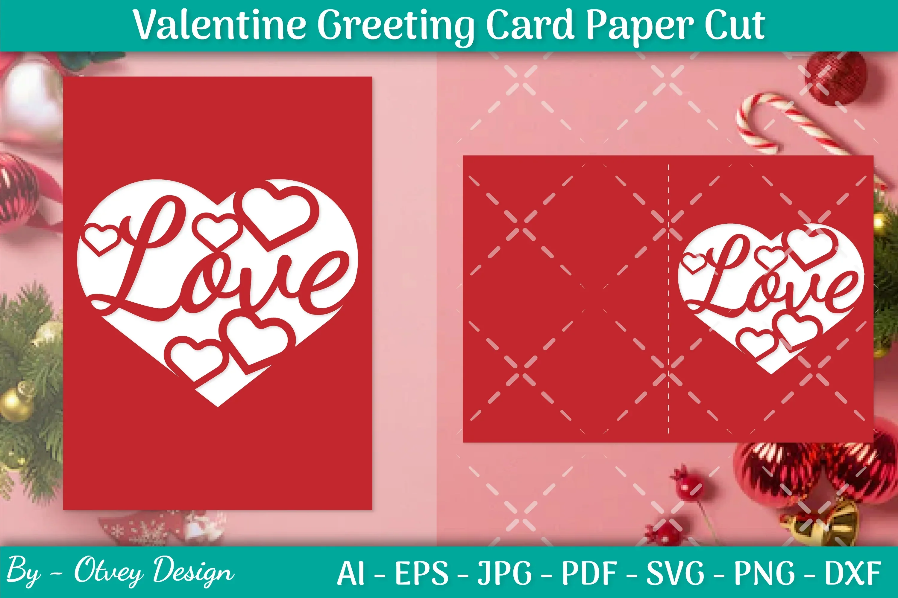 Valentine Greeting Card Papercut SVG Bundle