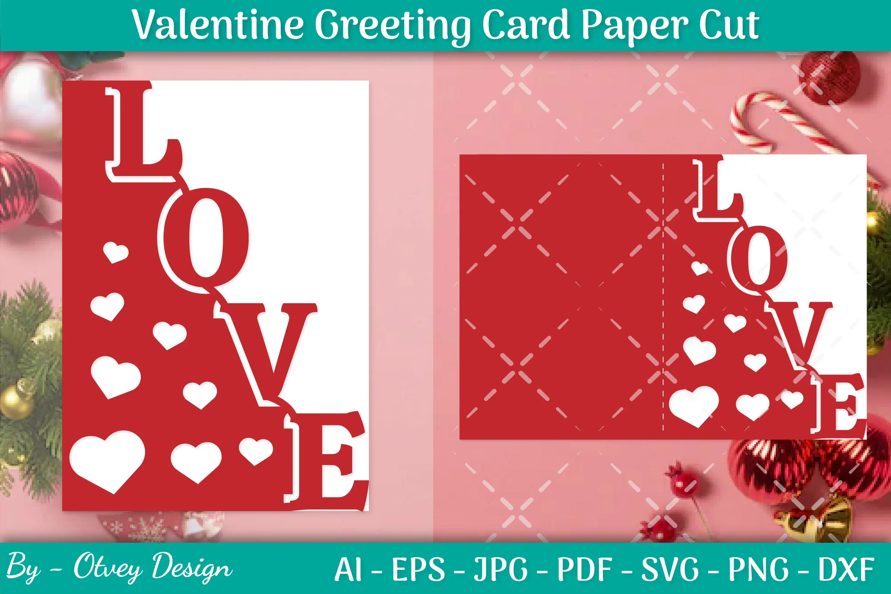 Valentine Greeting Card Papercut SVG Bundle