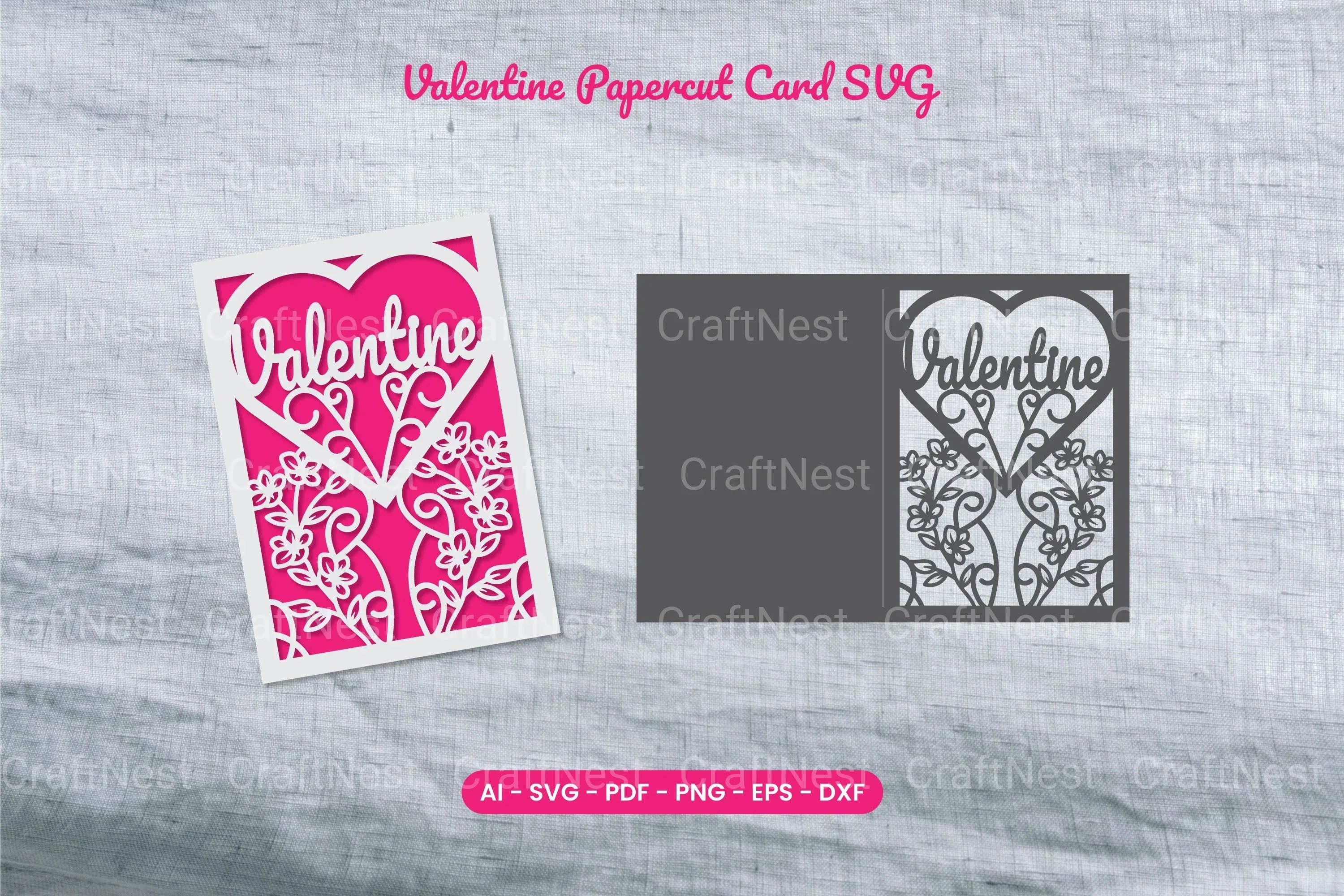 Valentine Papercut Card SVG Bundle
