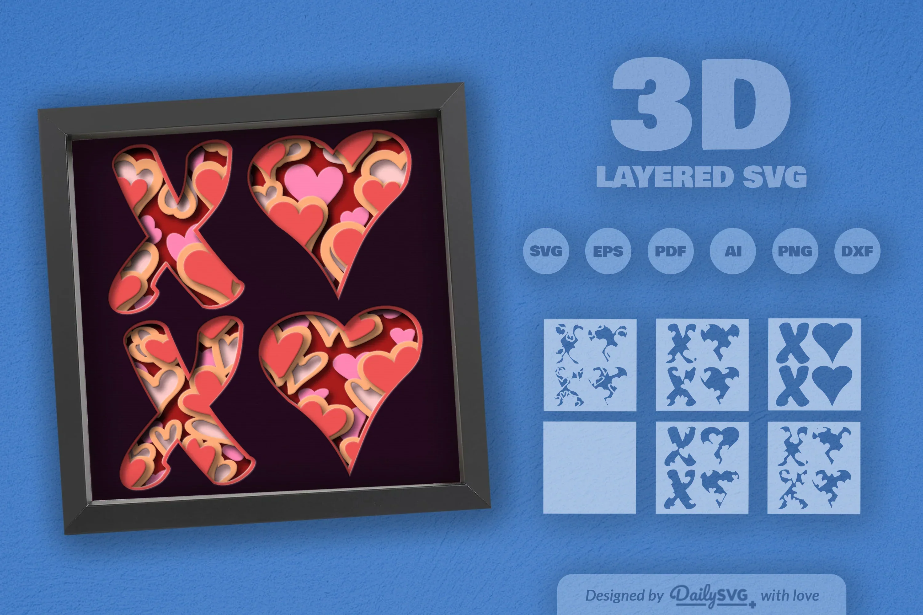 Valentine XOXO Papercut SVG Bundle - Image 2