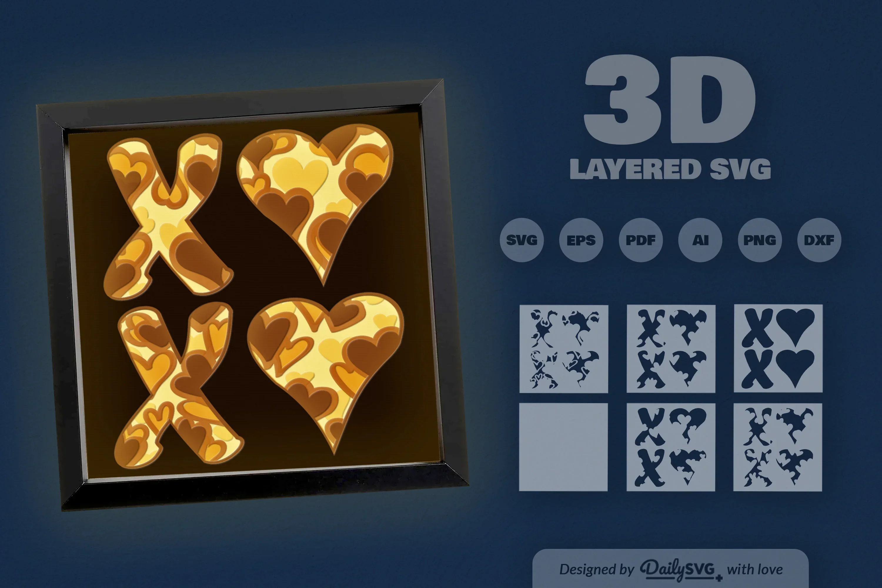 Valentine XOXO Papercut SVG Bundle - Image 3