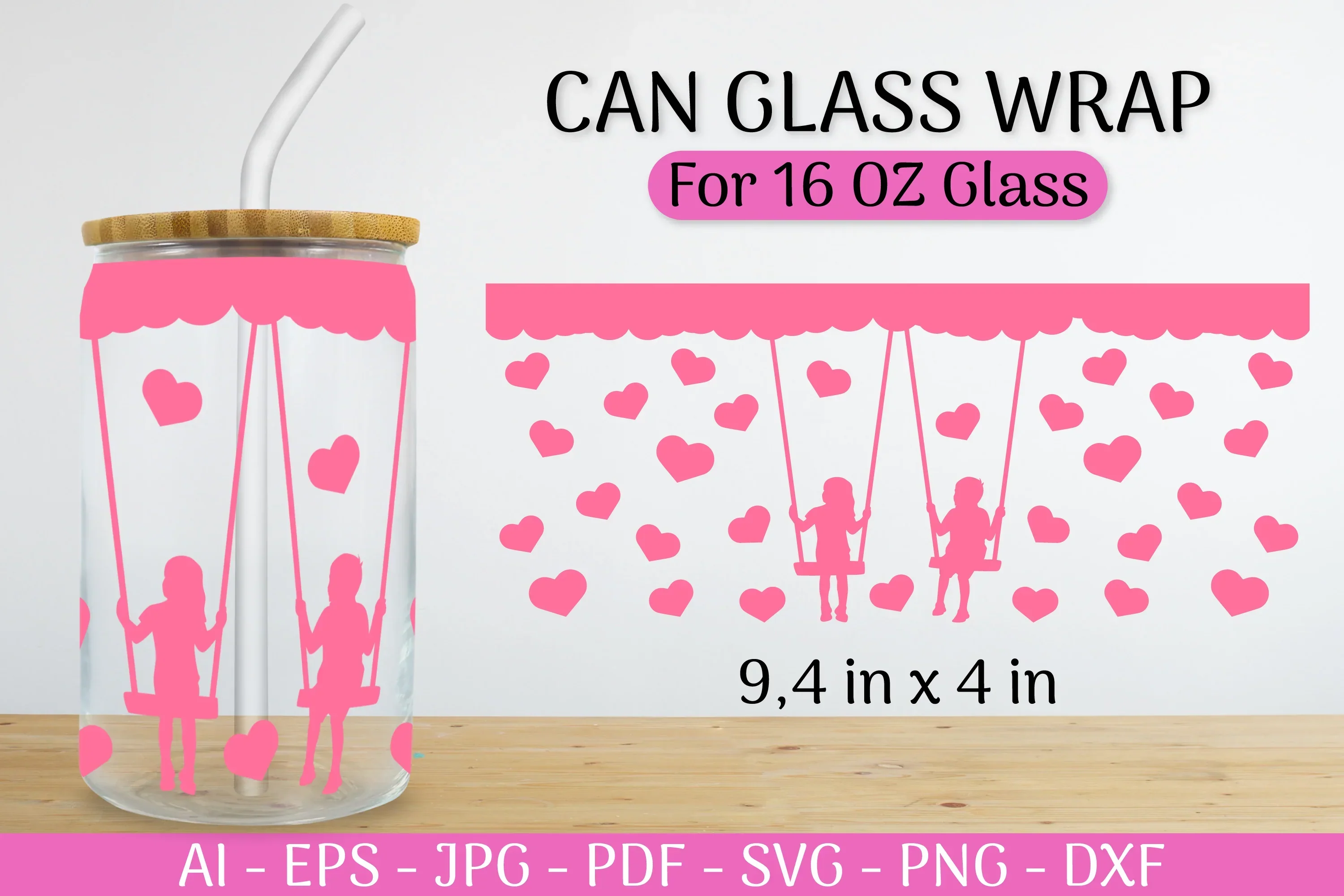 Valentine's Can Glass Wrap SVG Bundle - Image 2