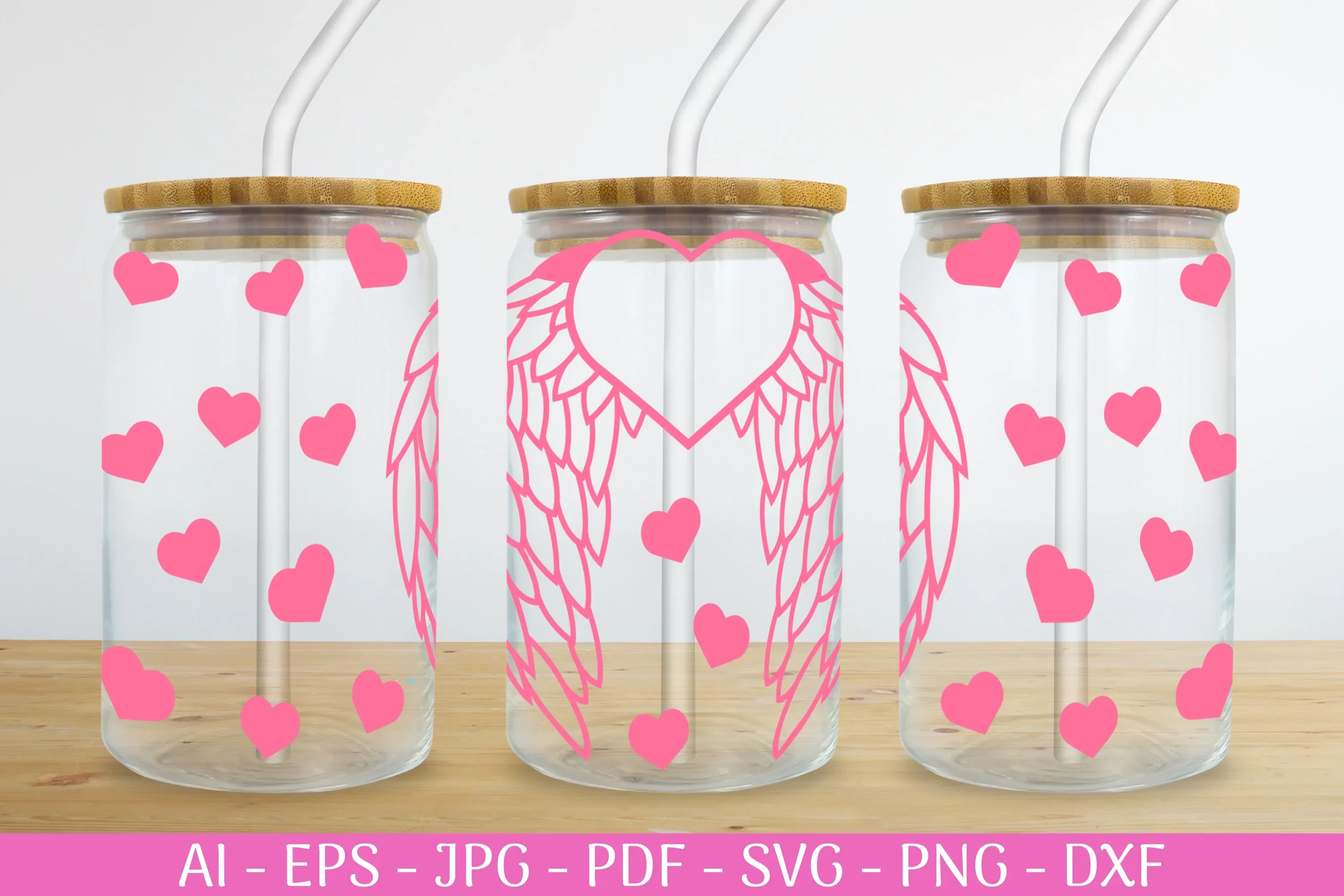 Valentine's Can Glass Wrap SVG Bundle