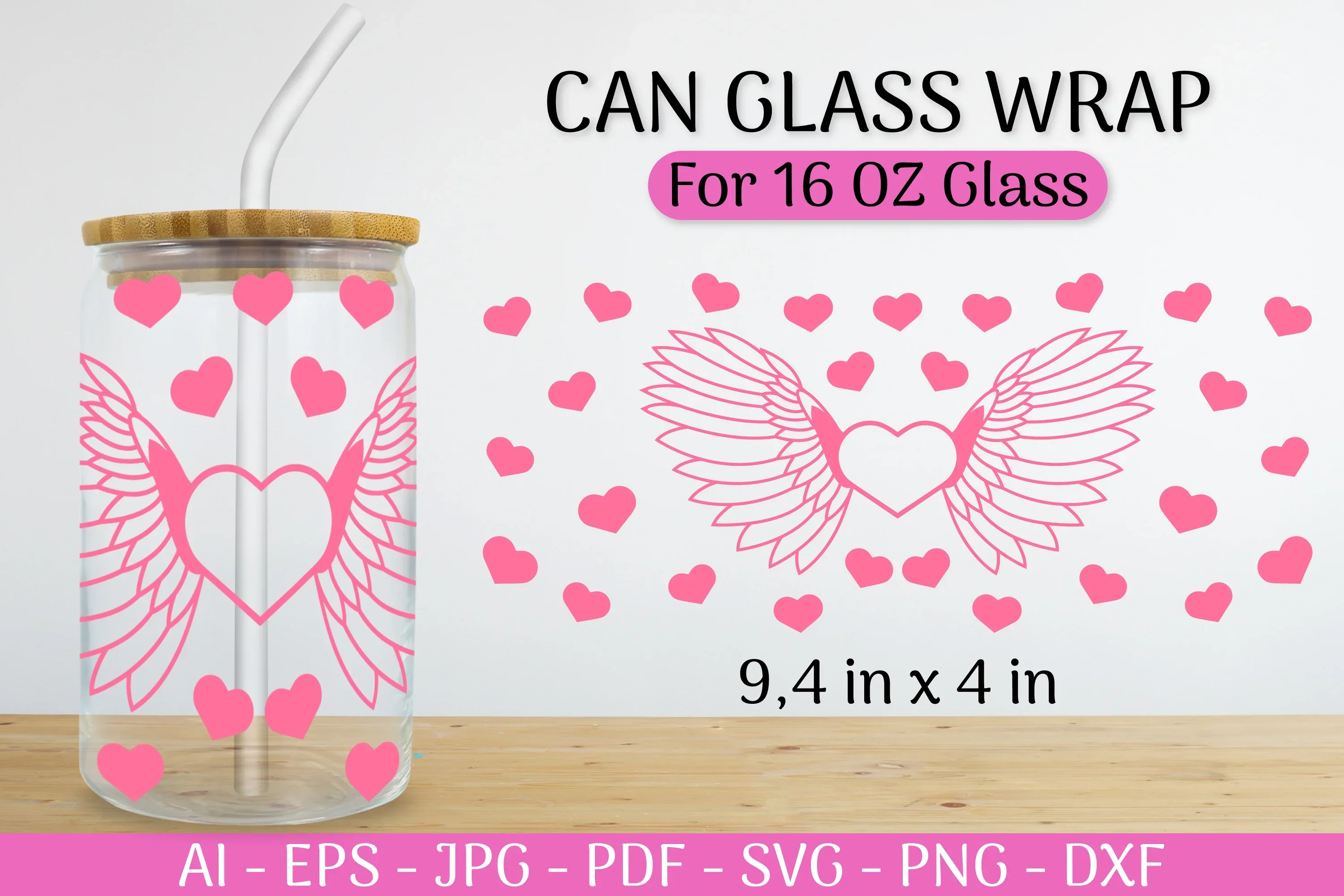 Valentine's Can Glass Wrap SVG Bundle - Image 2