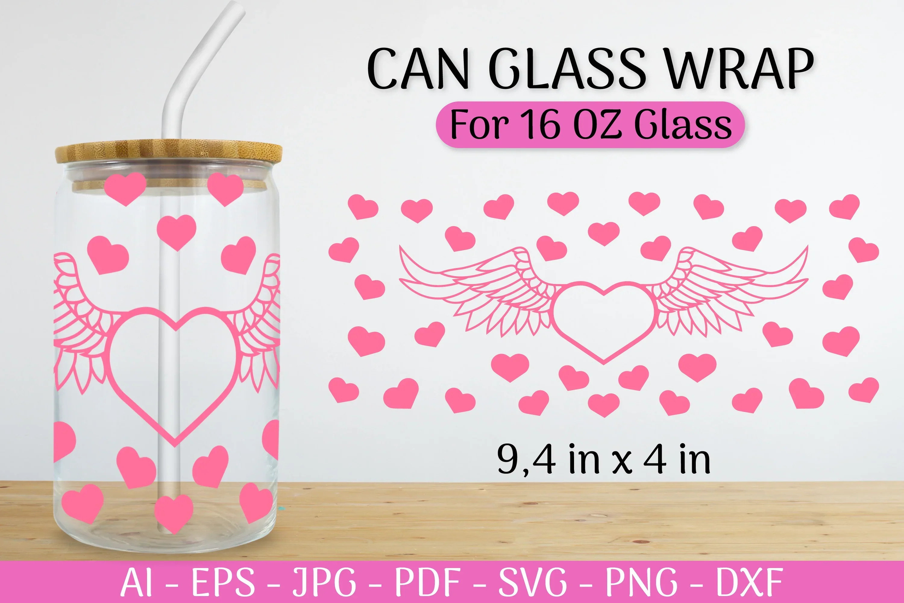 Valentine's Can Glass Wrap SVG Bundle - Image 2