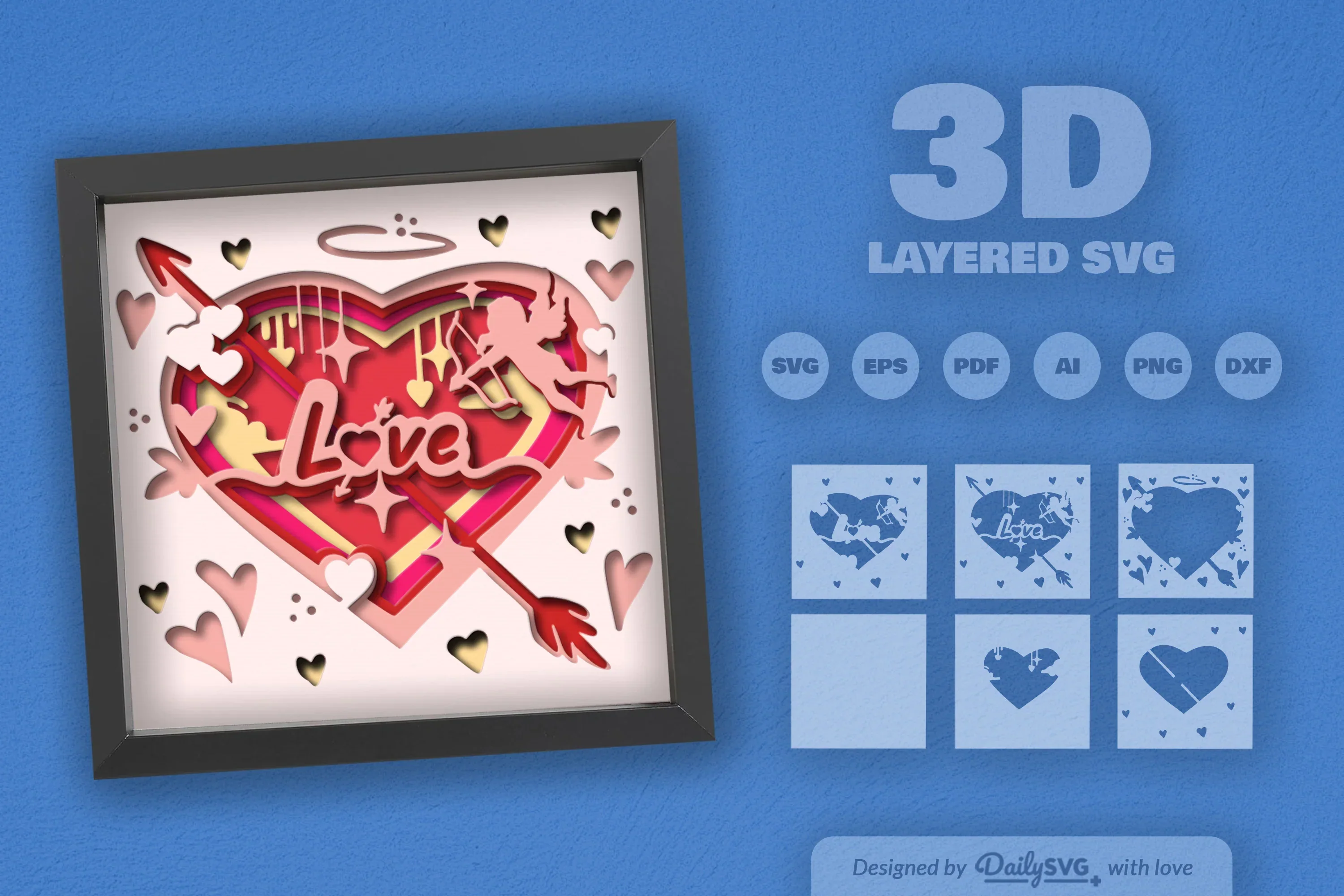 Valentine's Day Cupid Papercut SVG Bundle - Image 2