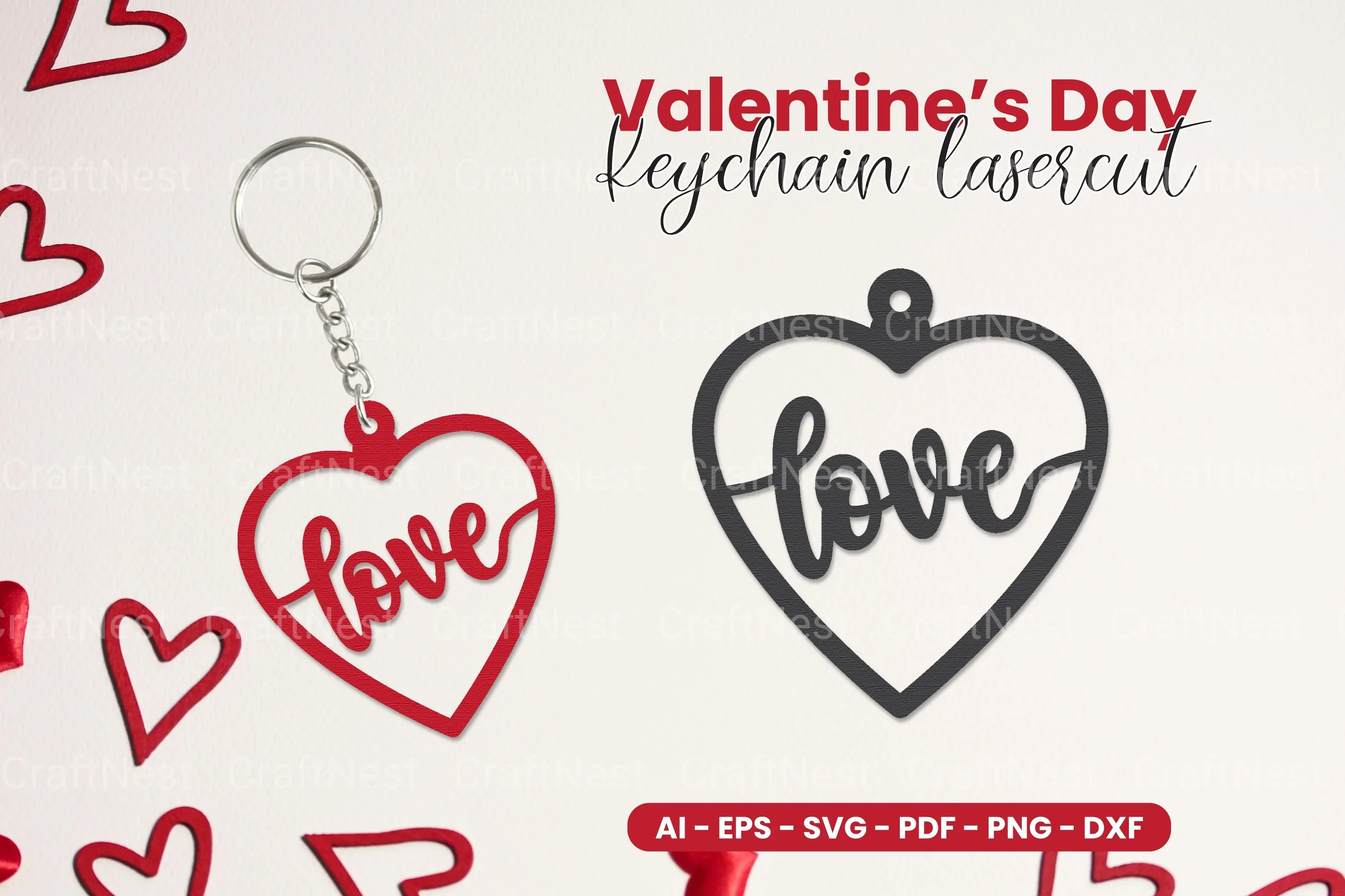 Valentine's Day Keychain Laser Cut SVG Bundle