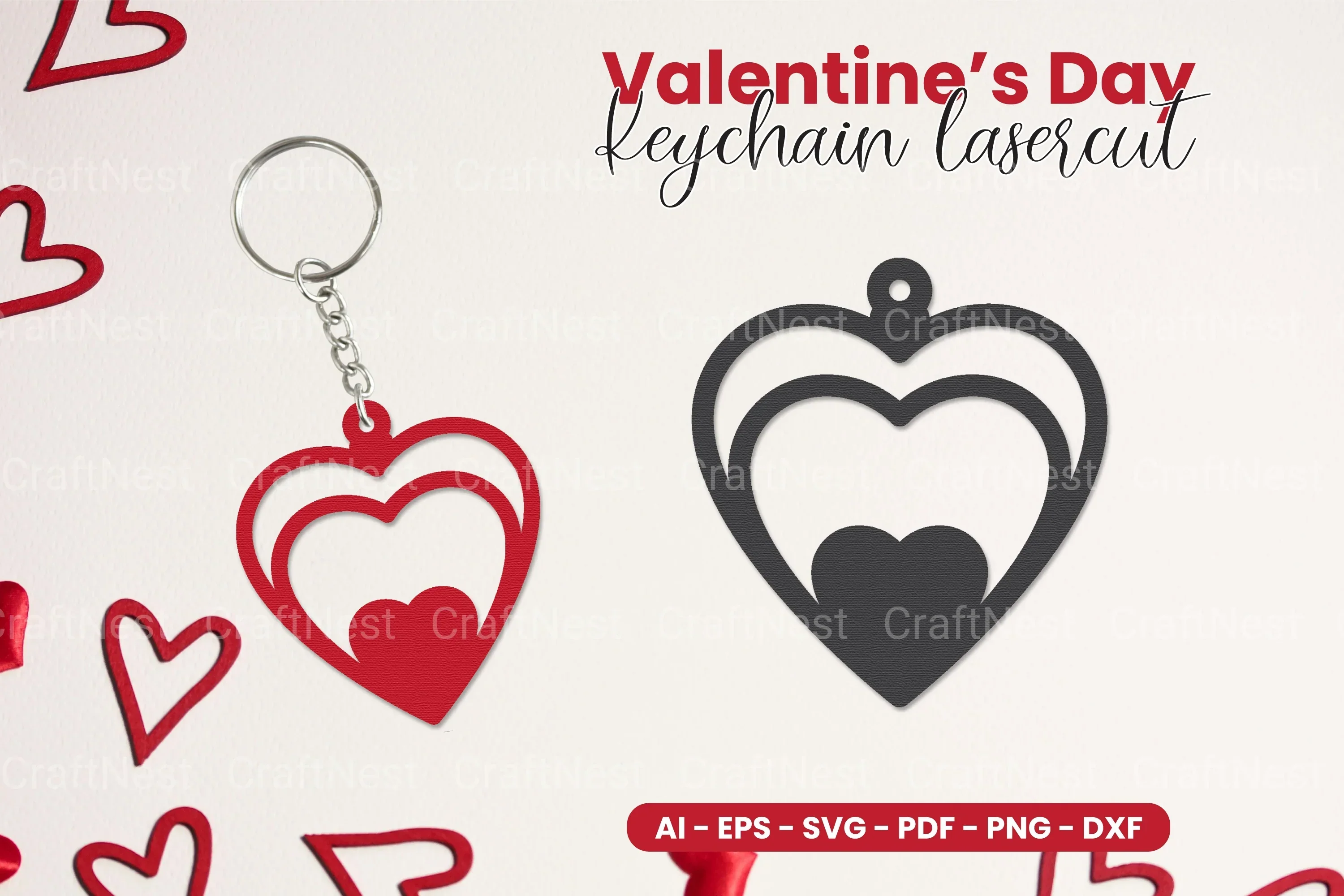Valentine's Day Keychain Laser Cut SVG Bundle