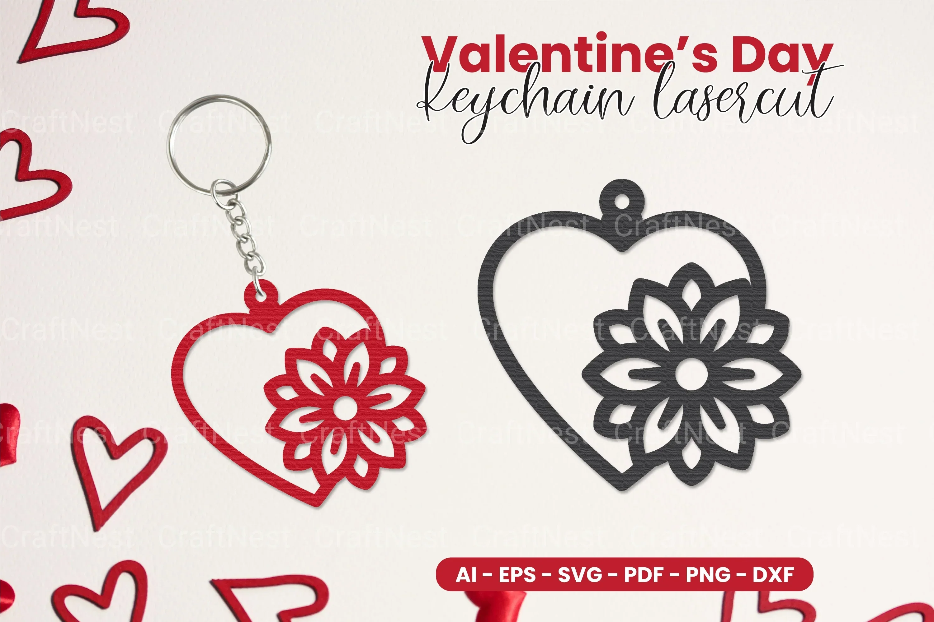 Valentine's Day Keychain Laser Cut SVG Bundle