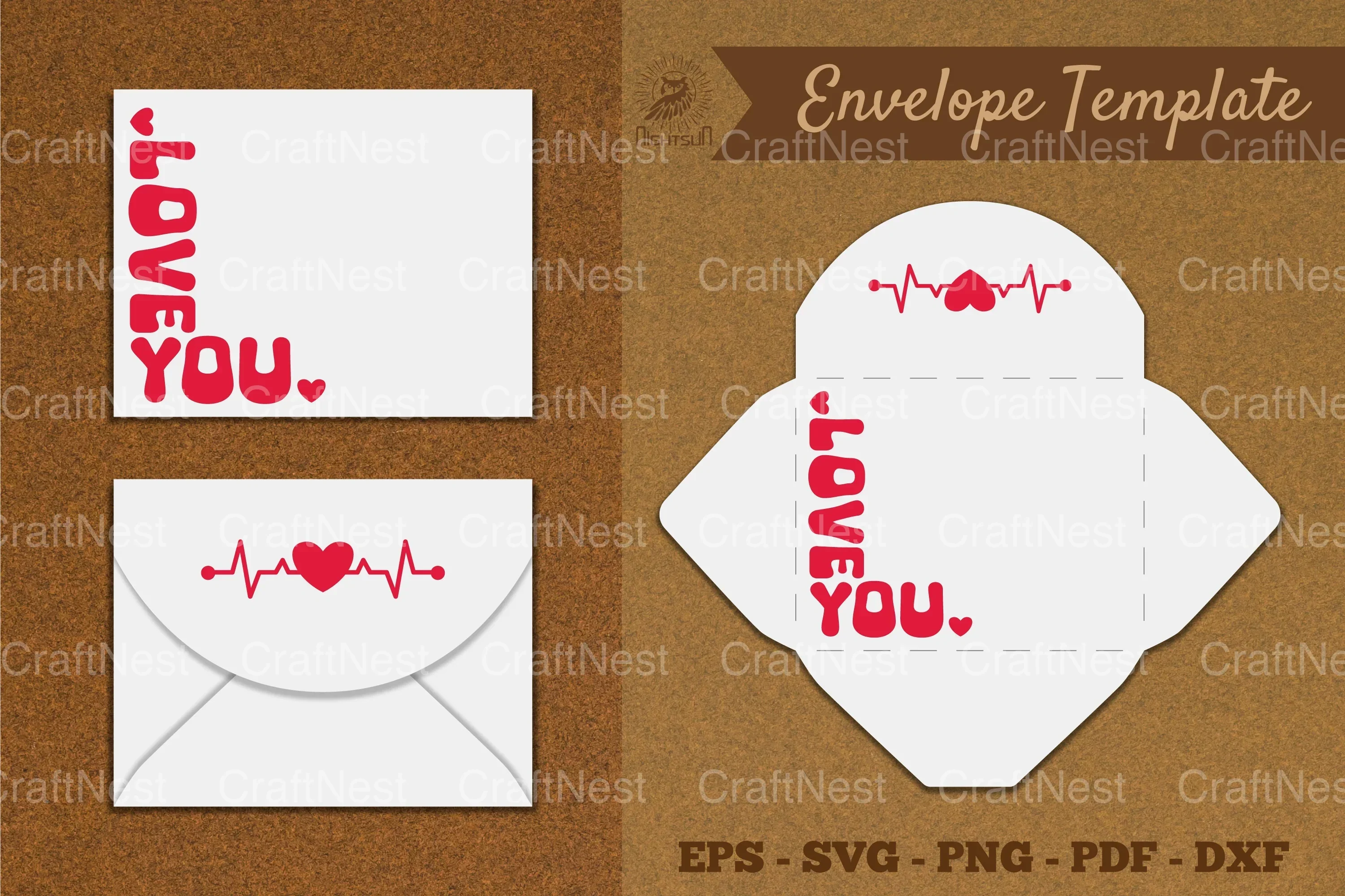 Valentine's Envelope Template SVG Bundle