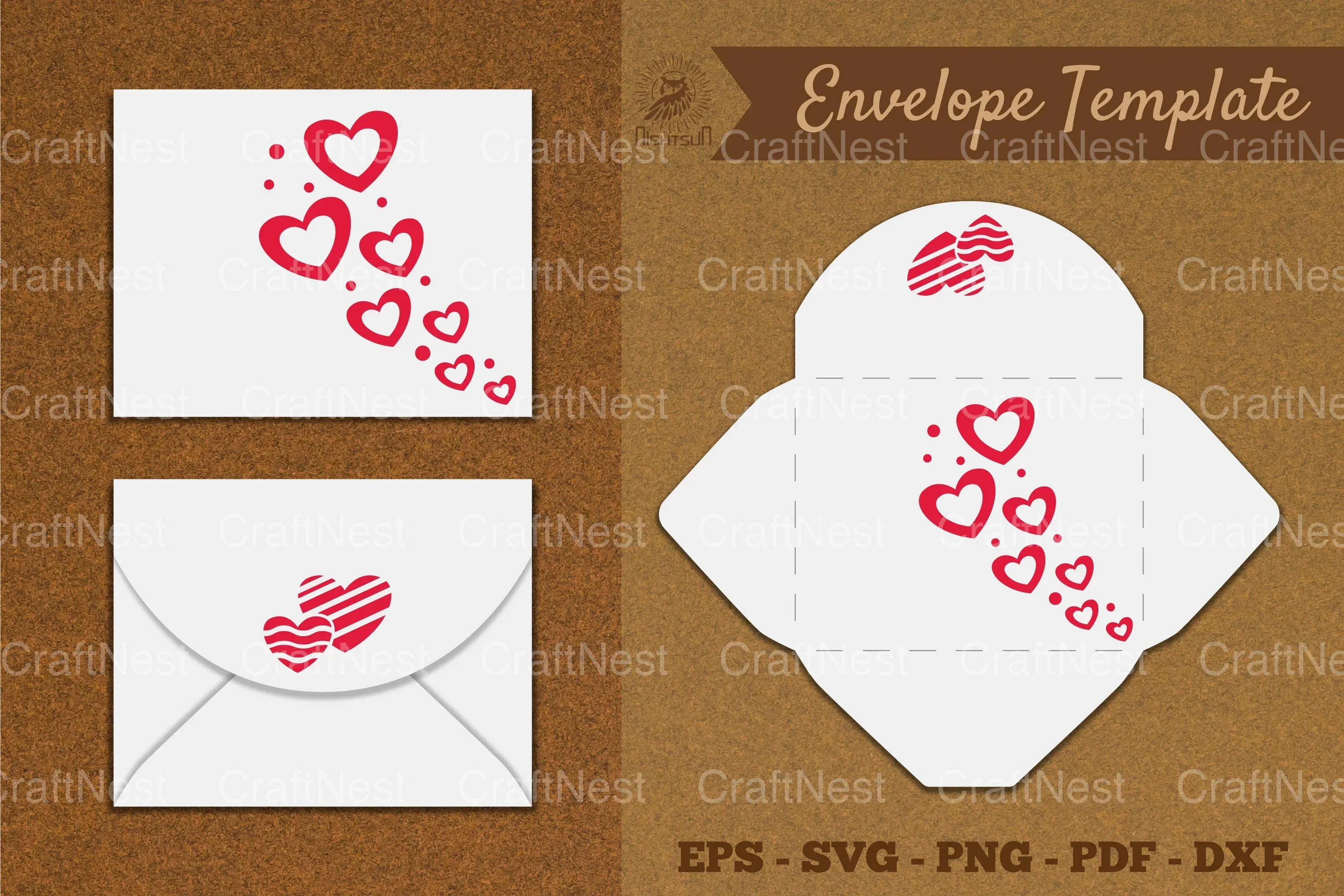 Valentine's Envelope Template SVG Bundle