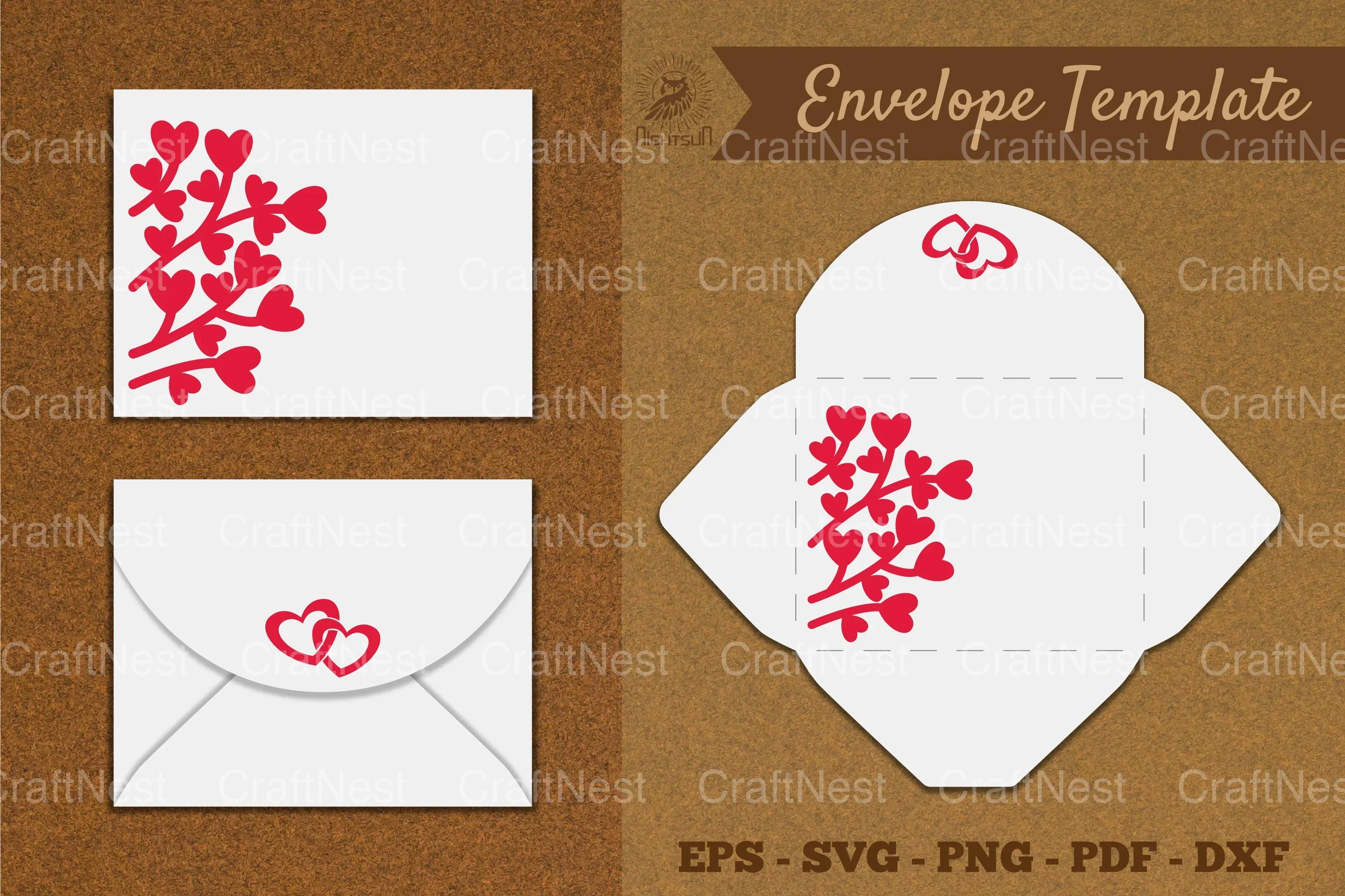 Valentine's Envelope Template SVG Bundle