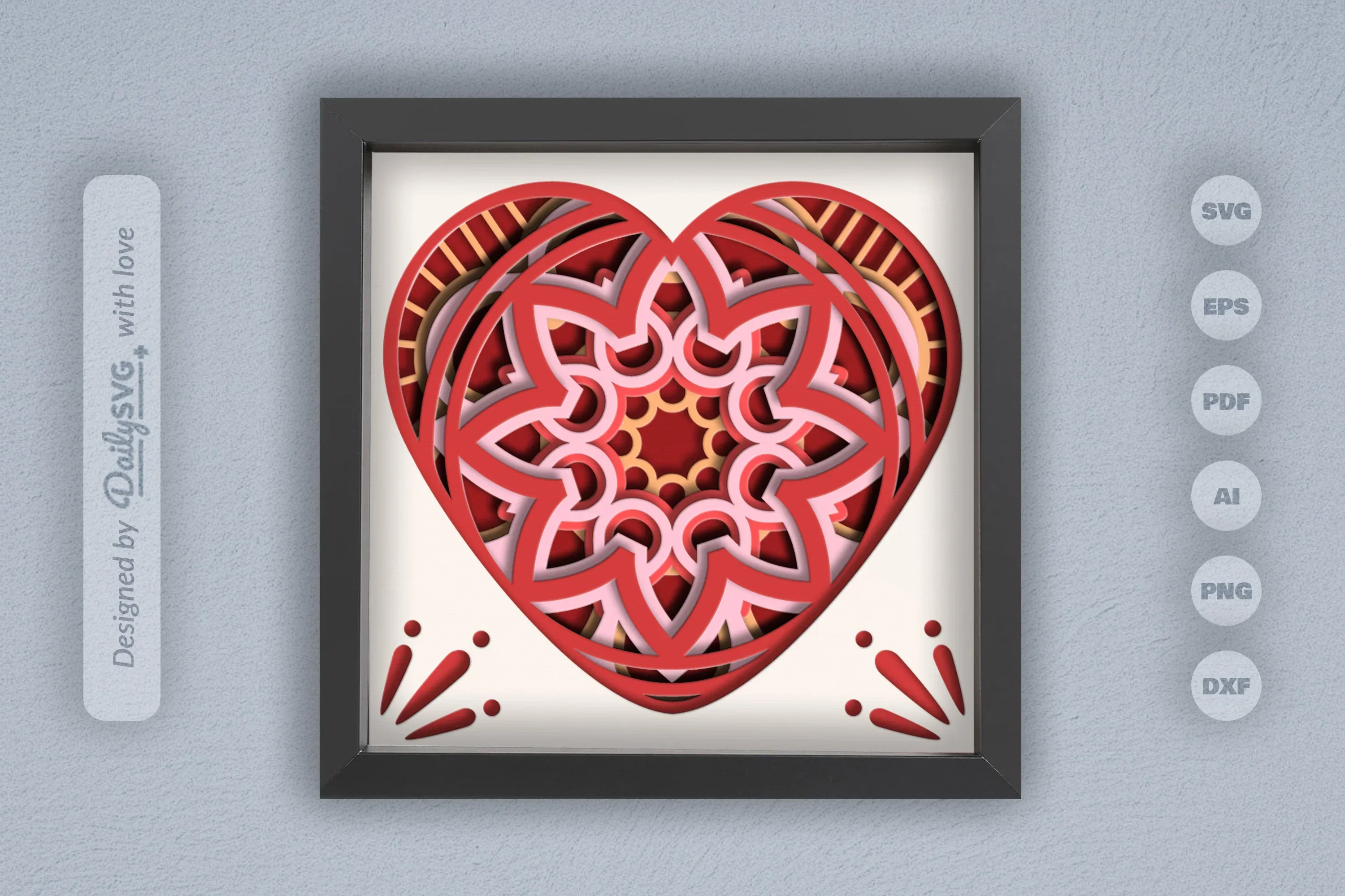 Valentine's Mandala Heart Papercut SVG Bundle