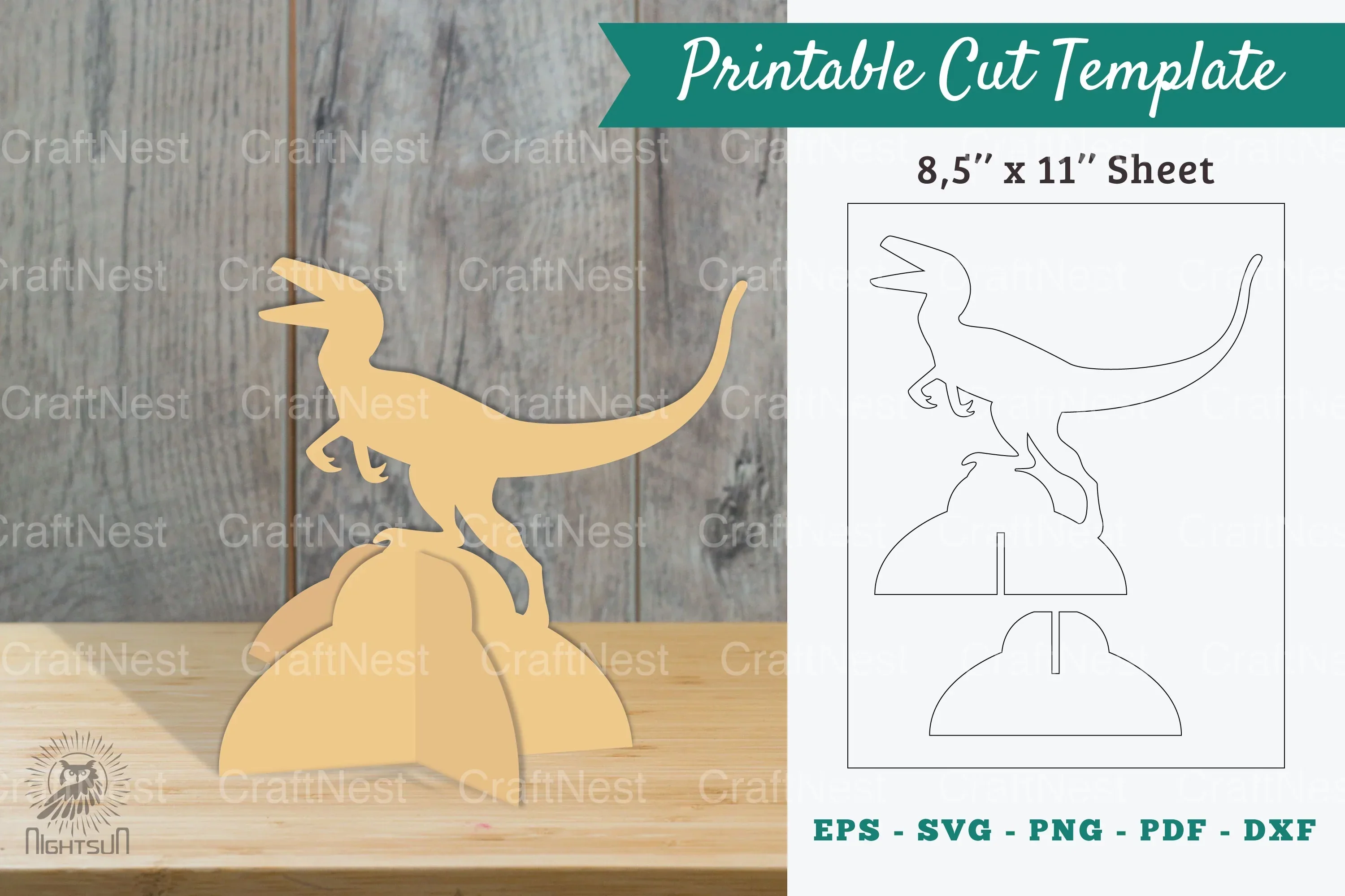 Velociraptor Printable Cut Template Bundle