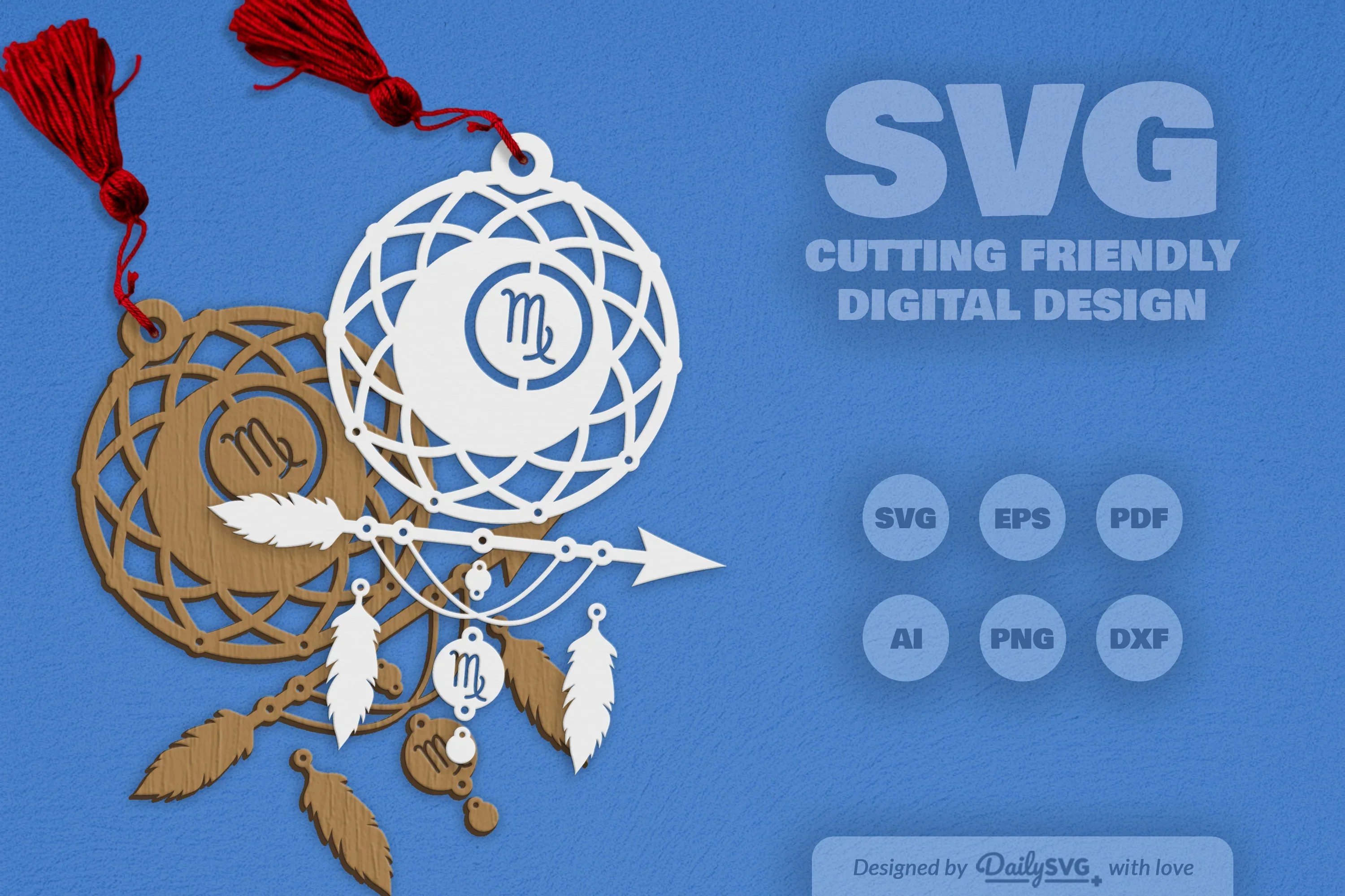 Virgo Dream Catcher Laser Cut Clipart Set - Image 2