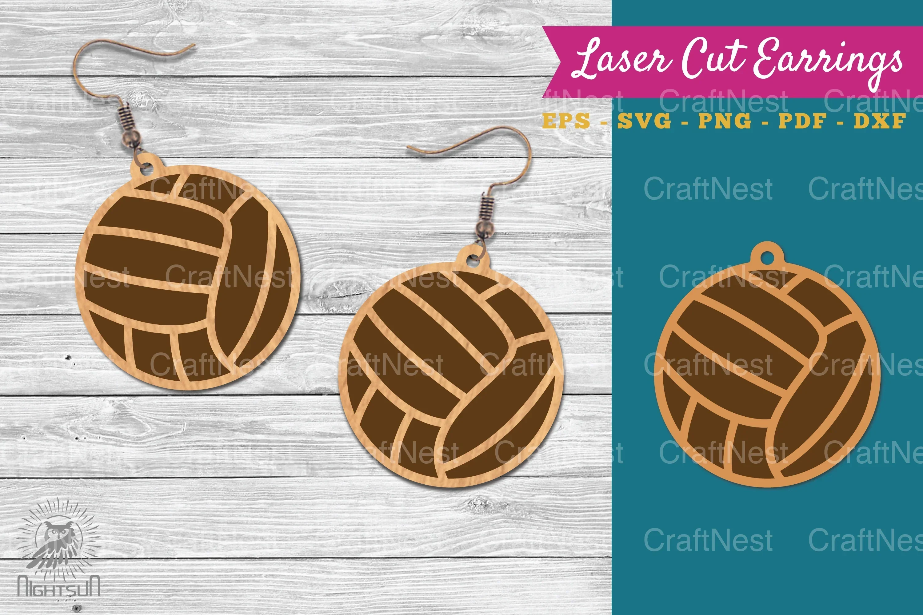 Volleyball Laser Cut Earrings Design Bundle