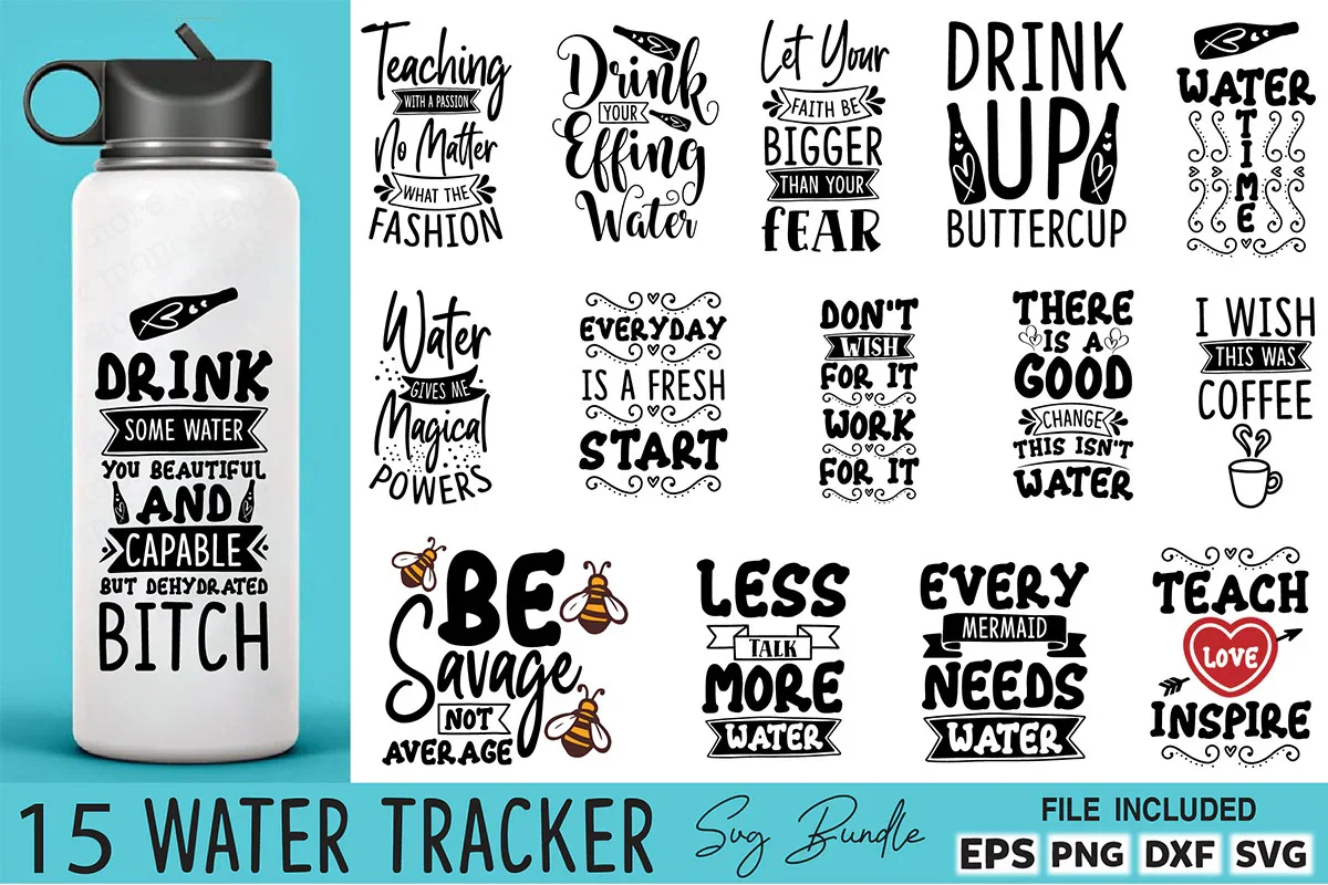 Water Tracker 15 SVG Bundle