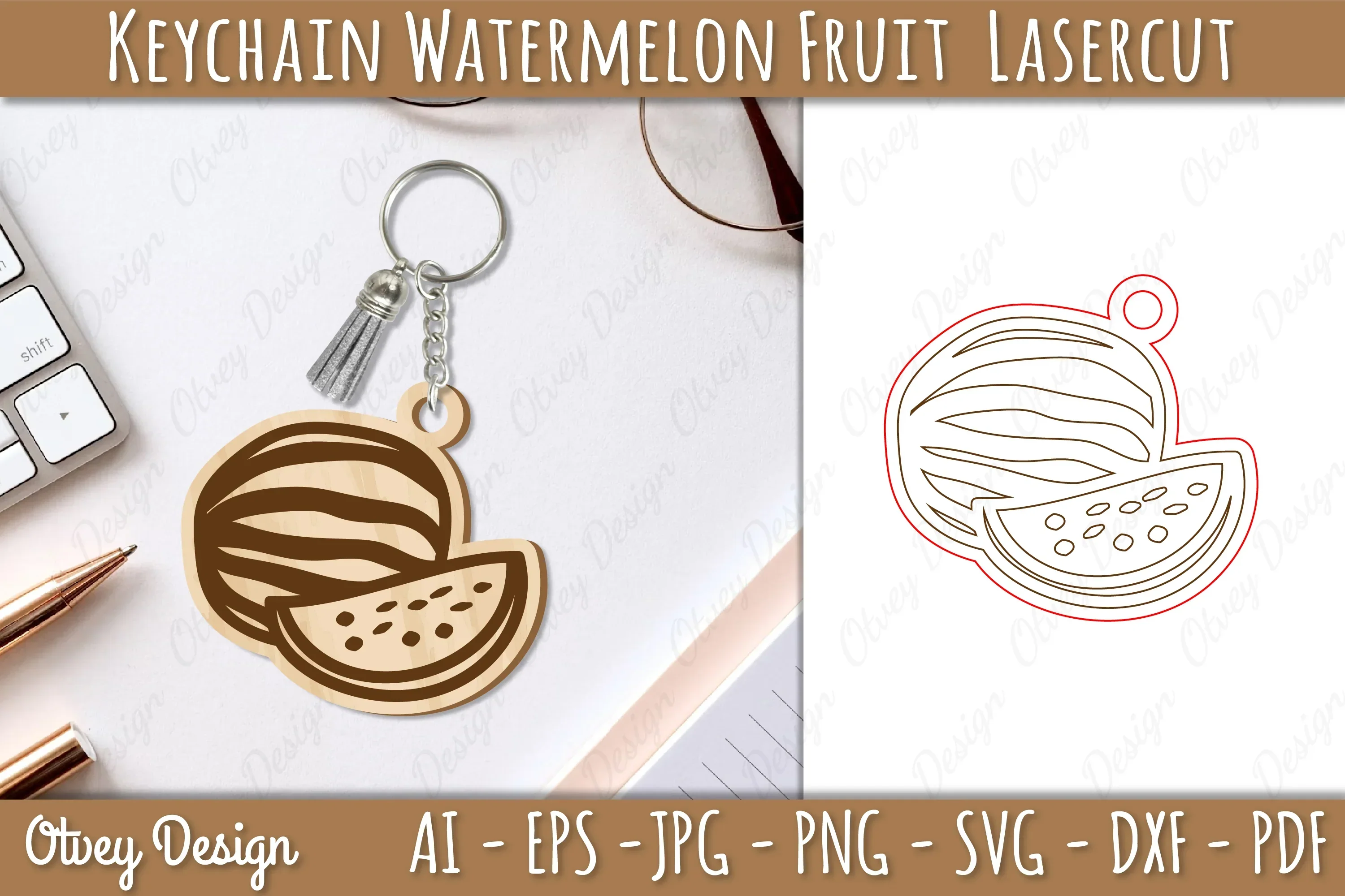 Watermelon Fruit Keychain SVG Bundle