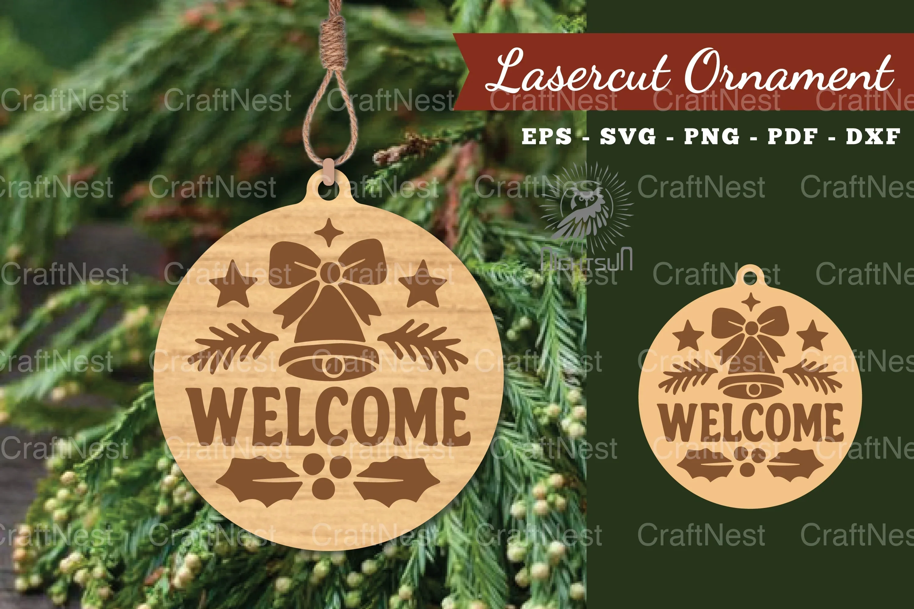 Welcome Christmas Laser Cut Ornament Clipart