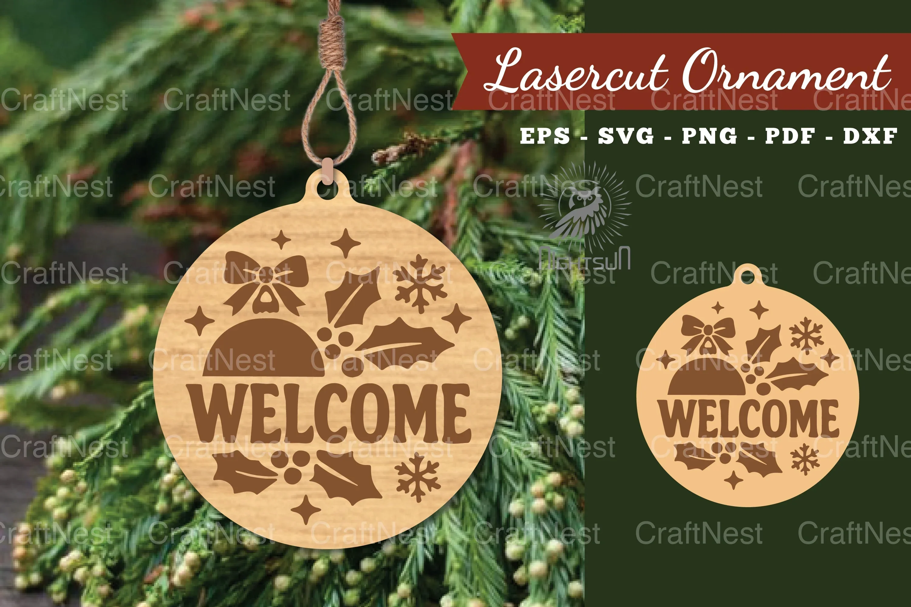 Welcome Christmas Lasercut Ornament Clipart
