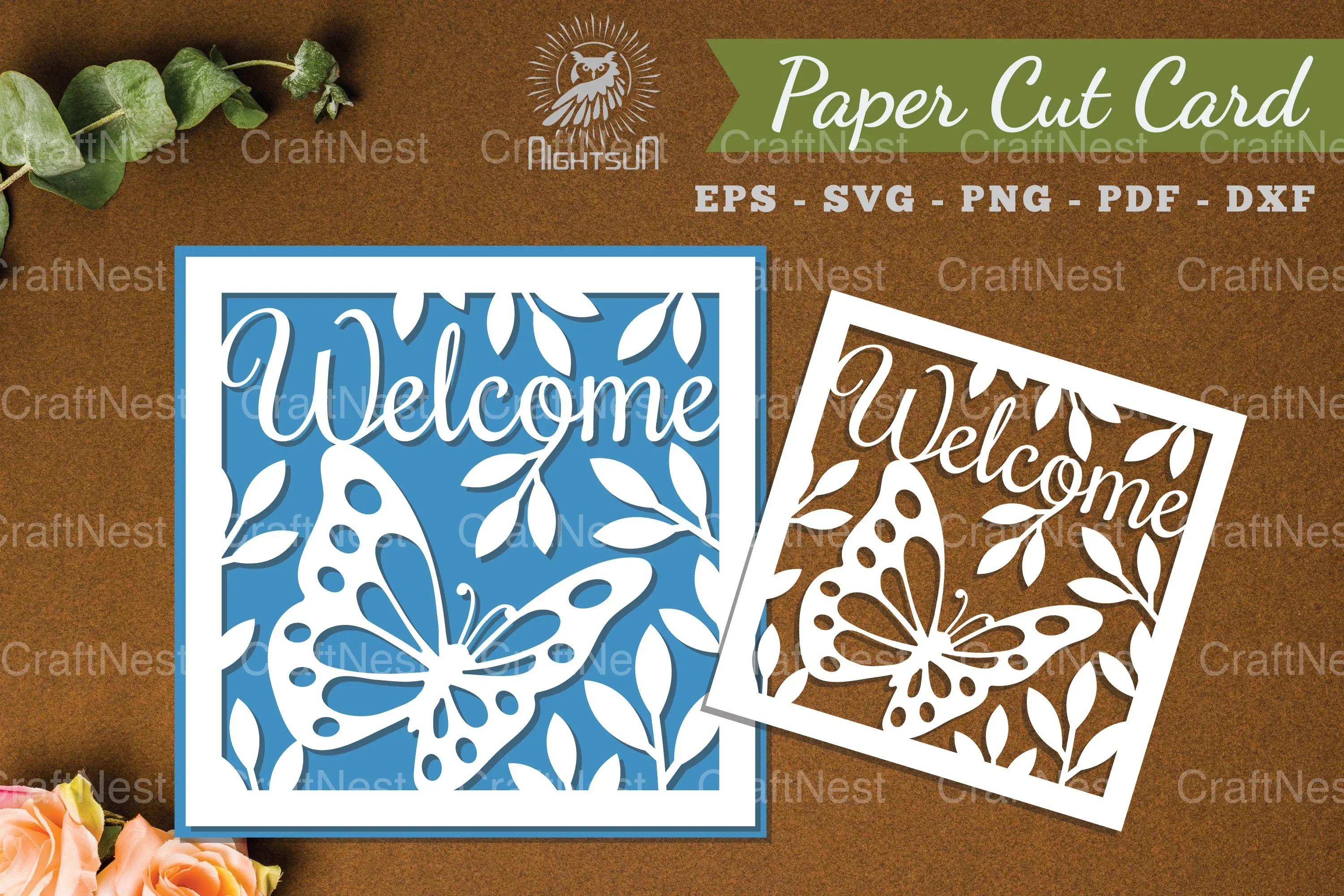 Welcome Papercut Card SVG Design Bundle