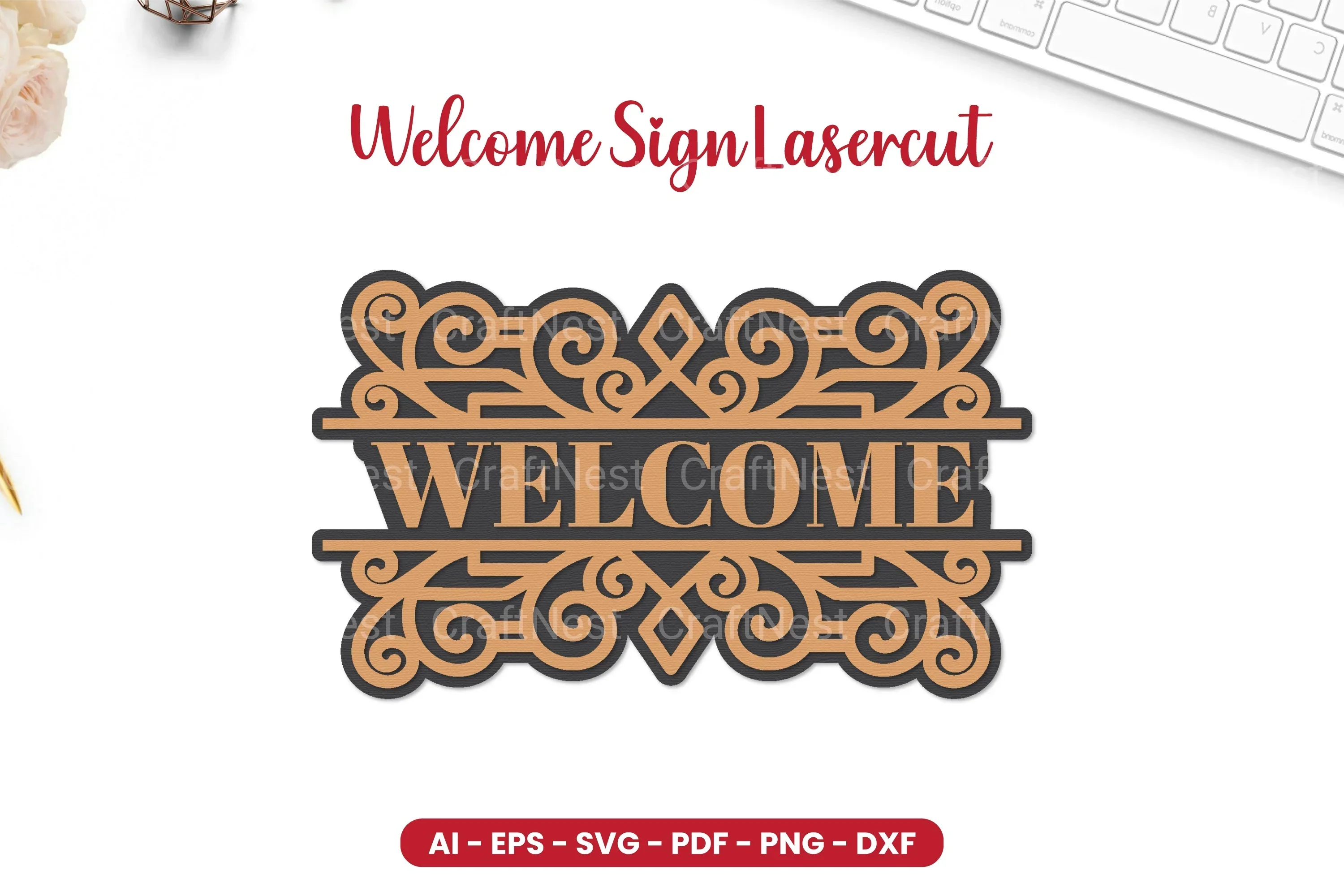 Welcome Sign Laser Cut SVG Bundle Clipart