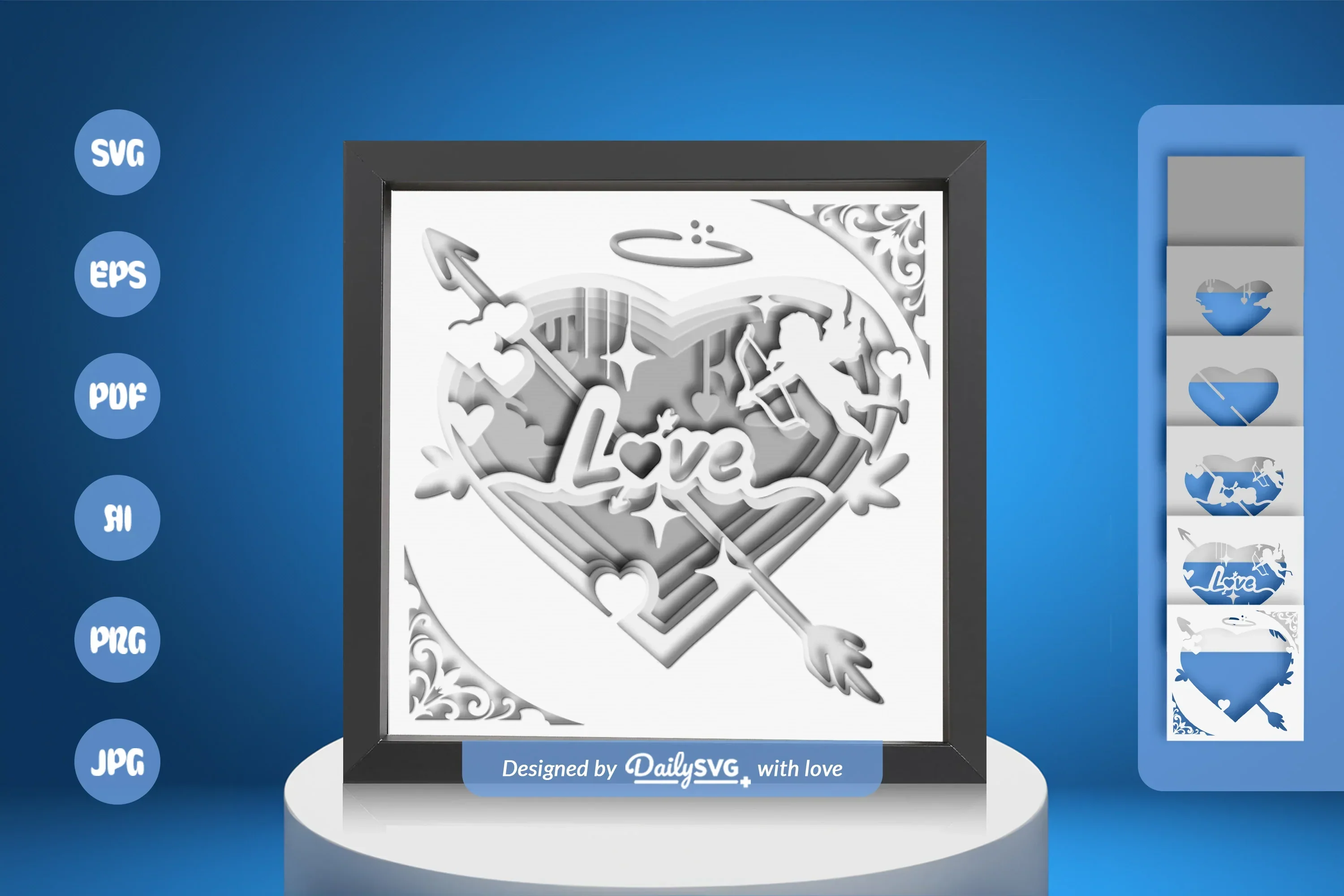 White Valentine Cupid Papercut SVG Bundle