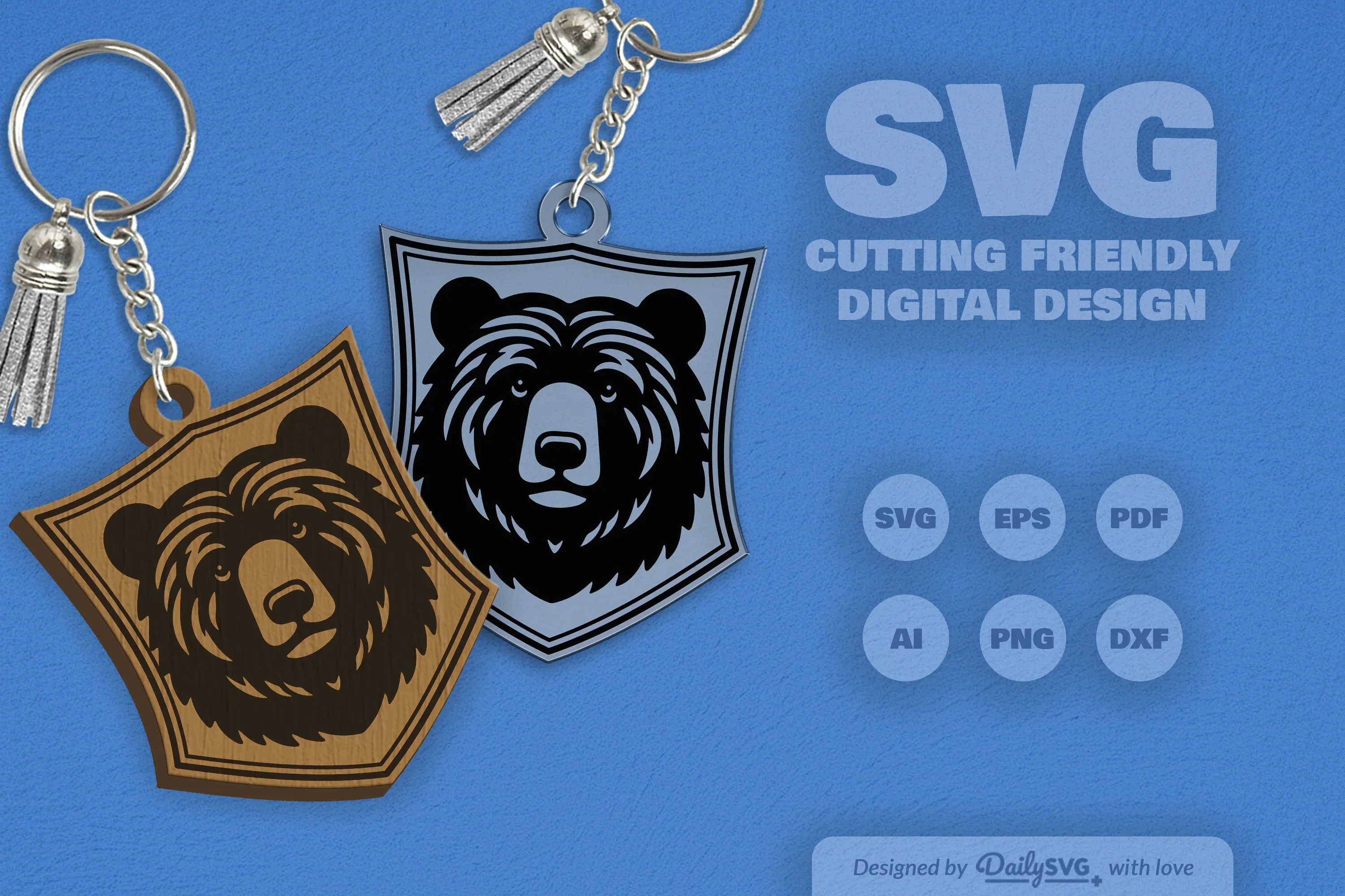 Wild Animal Keychain Laser Cut Clipart Daily SVG Bundles - Image 3