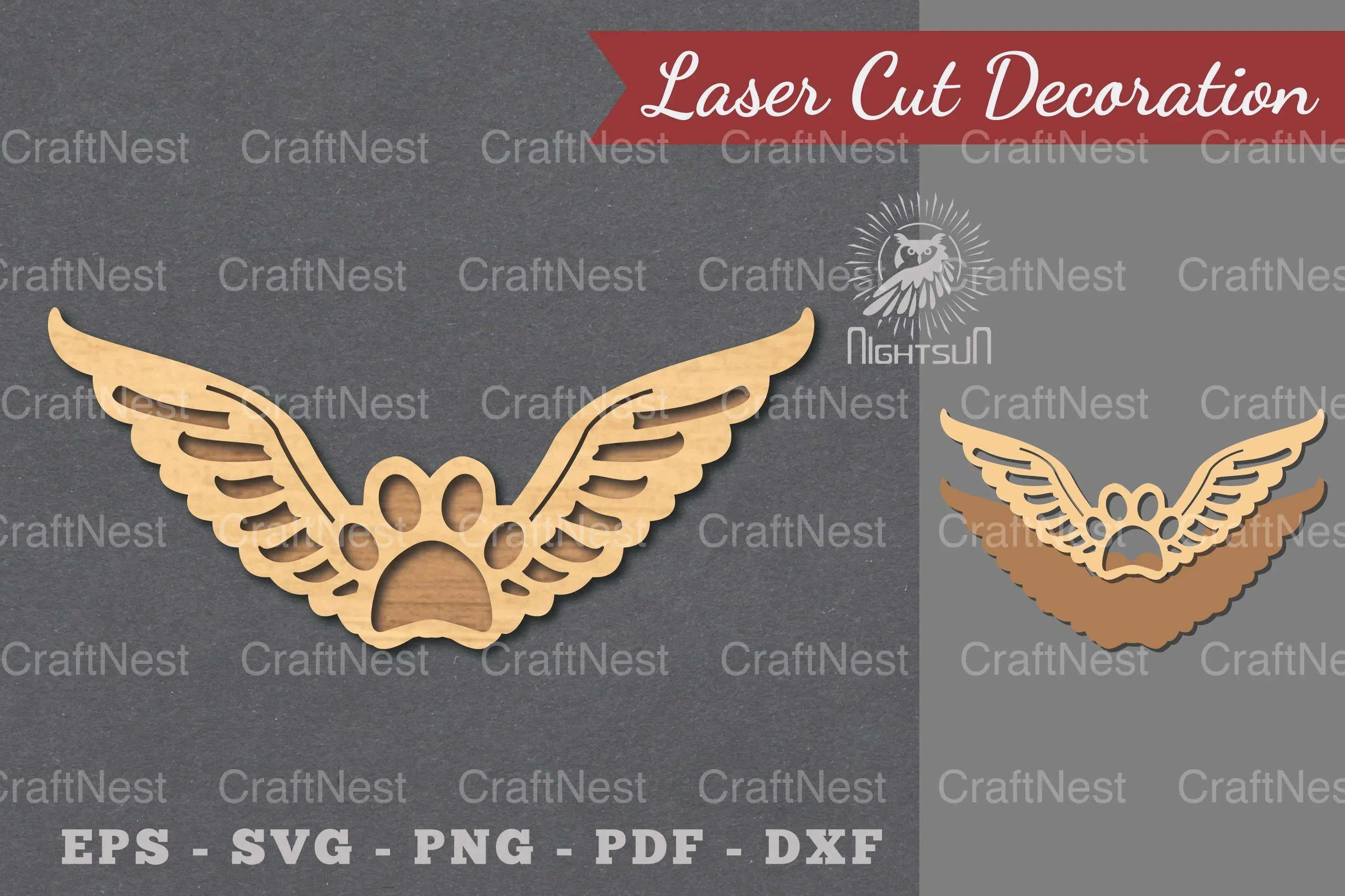 Wings Paw Laser Cut Decoration Clipart Bundle
