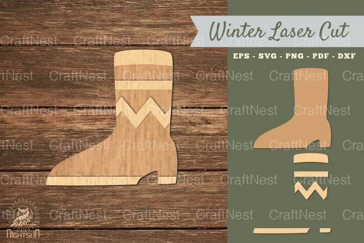 Winter Boots Laser Cut Decoration SVG Bundle